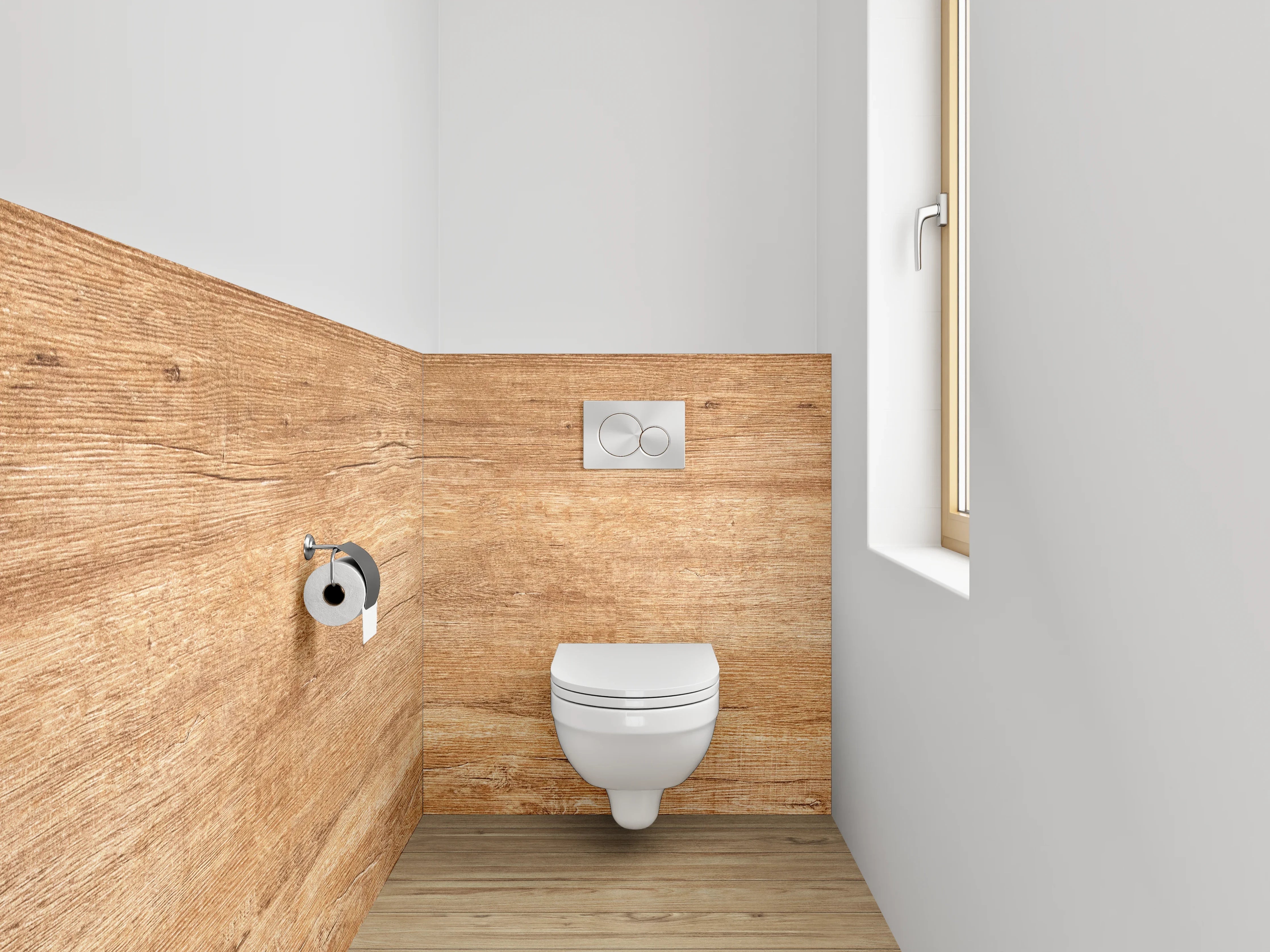 WC-Rückwand - Holzstruktur Naturfarben