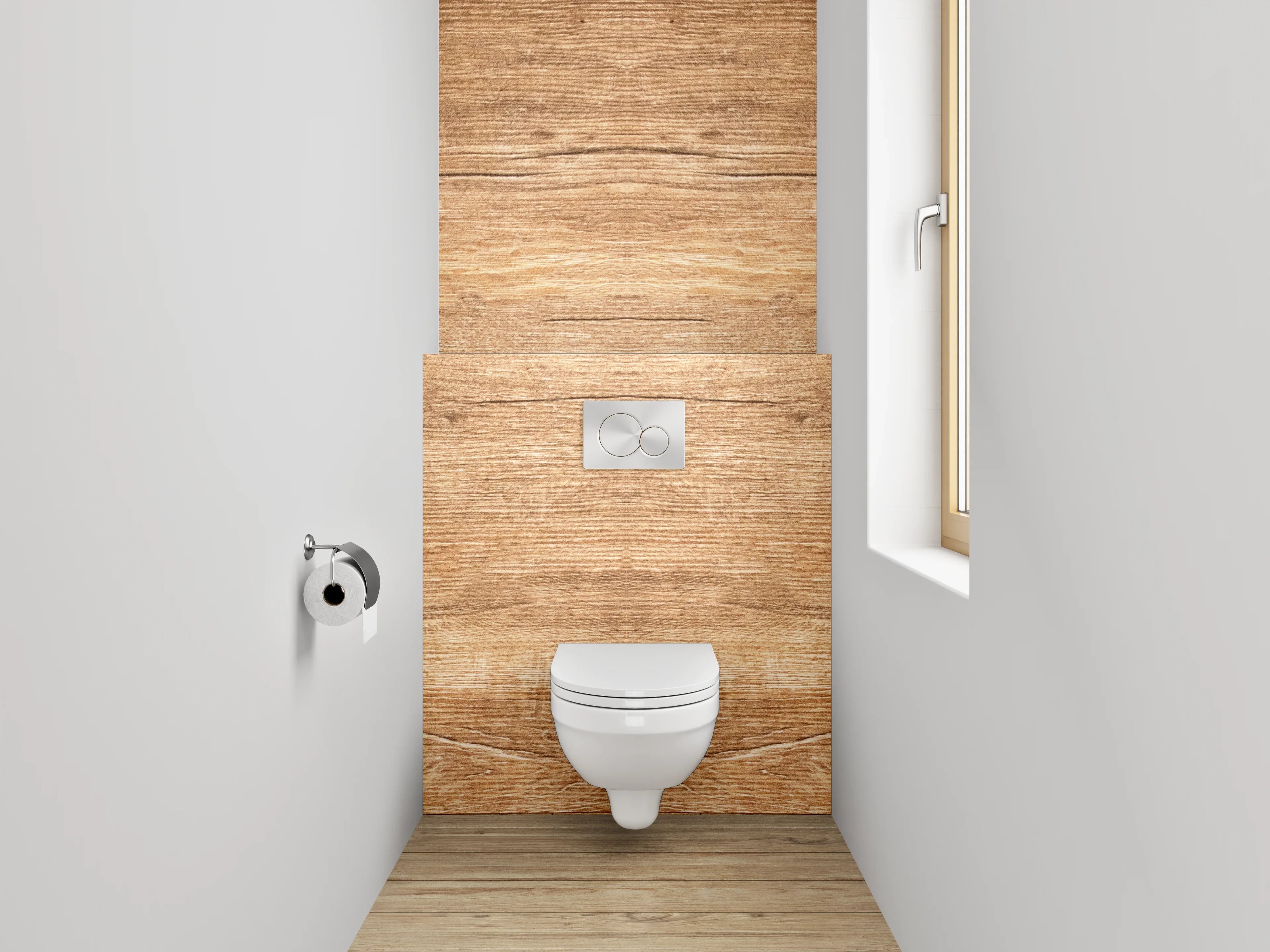 WC-Rückwand - Holzstruktur Naturfarben