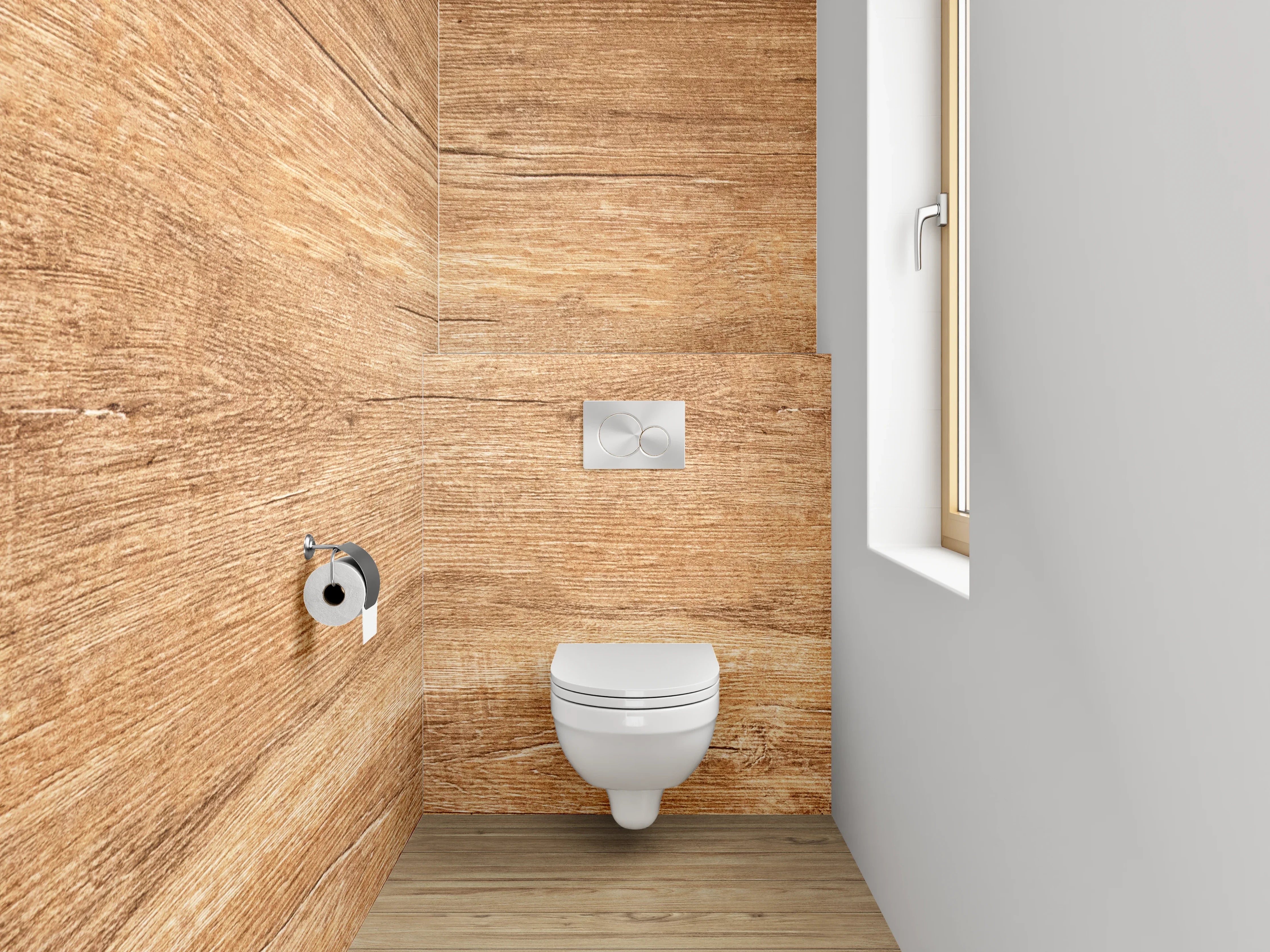 WC-Rückwand - Holzstruktur Naturfarben