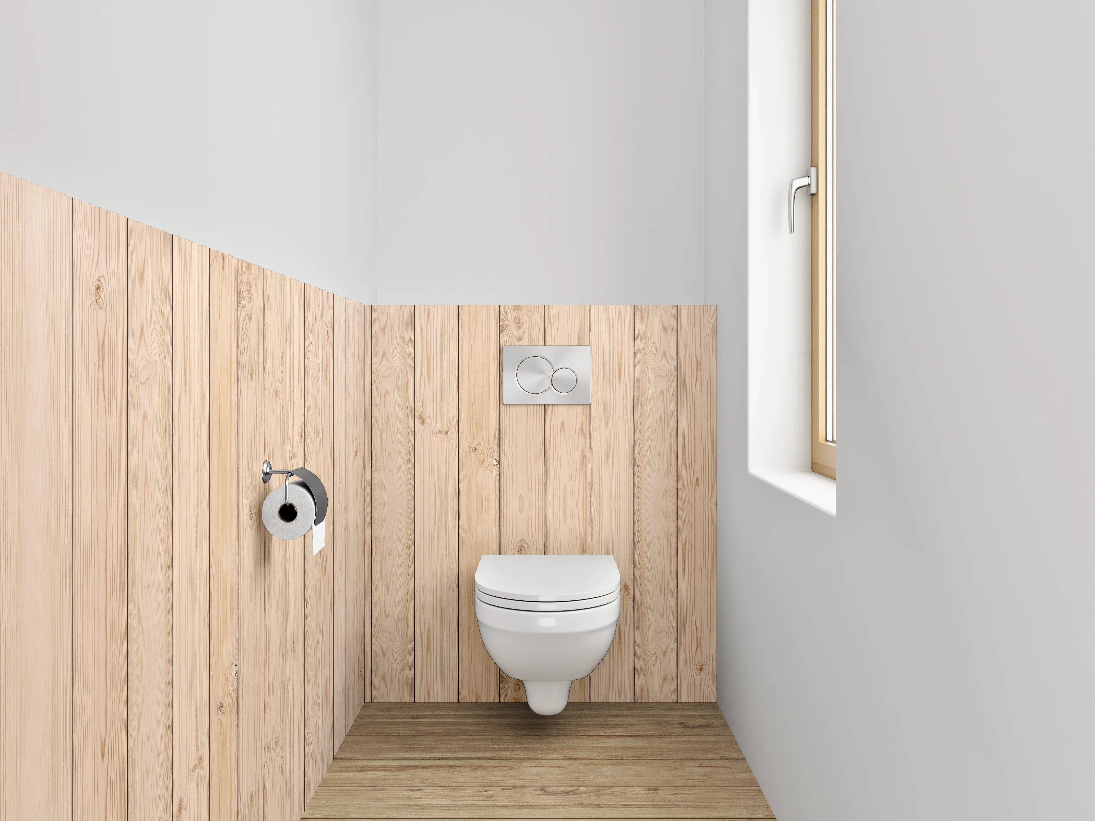 WC-Rückwand - Holzwand aus Naturholzlatten