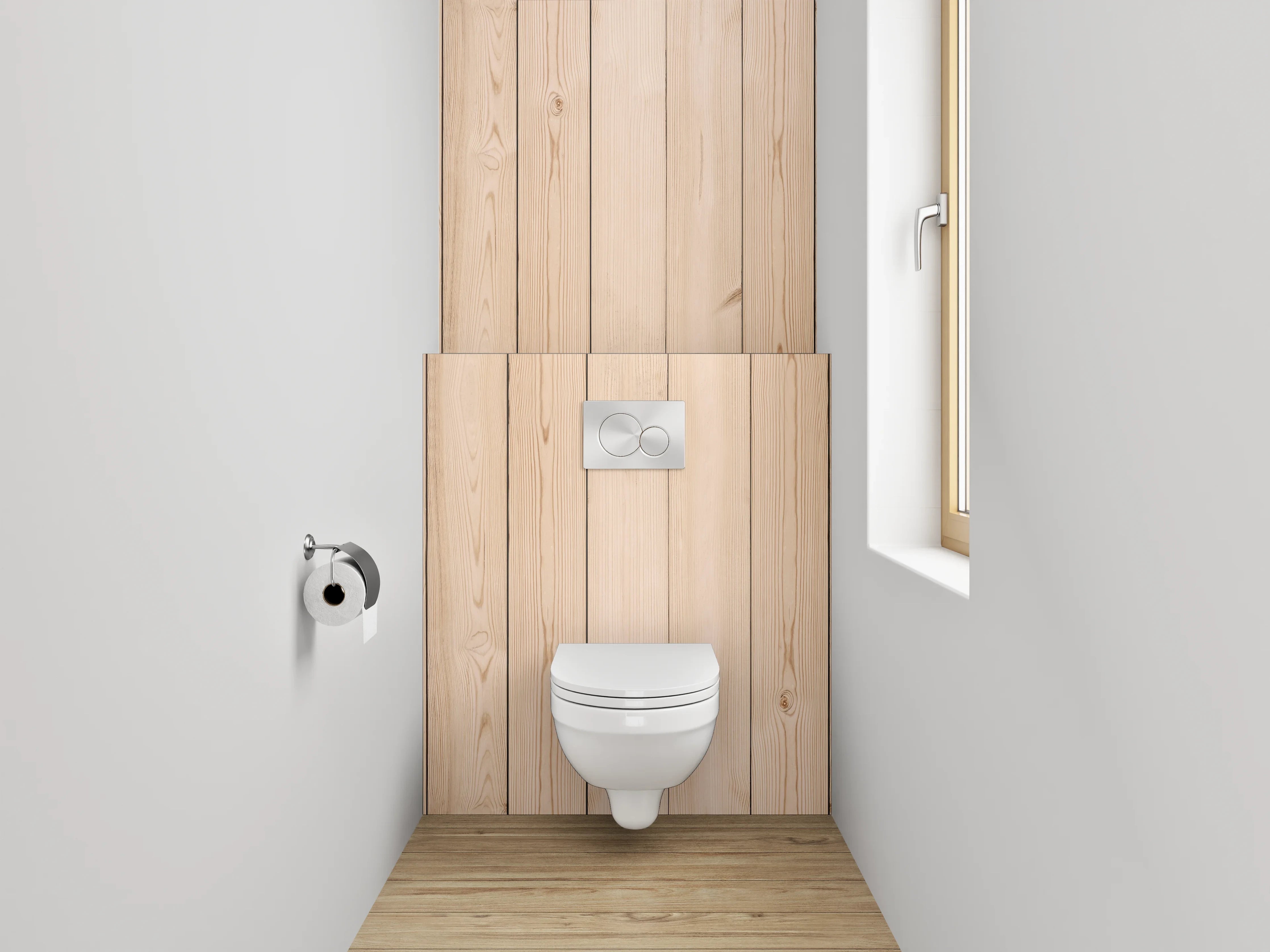 WC-Rückwand - Holzwand aus Naturholzlatten