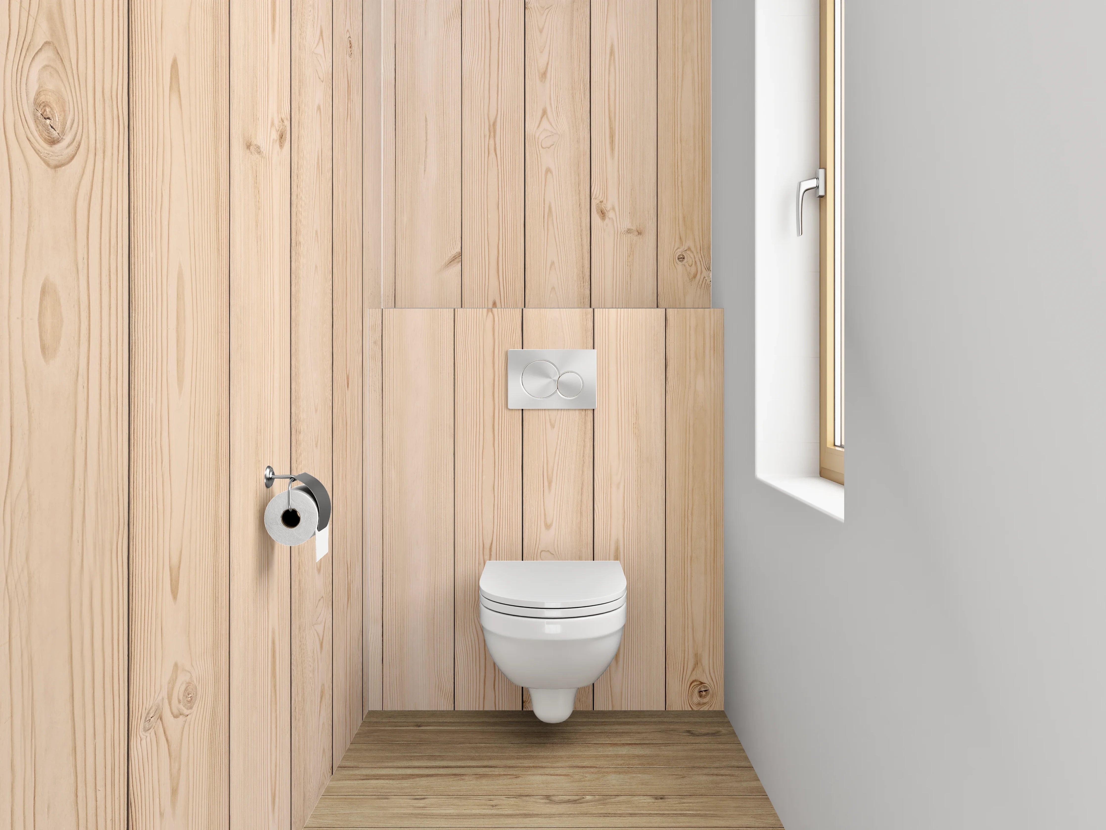 WC-Rückwand - Holzwand aus Naturholzlatten