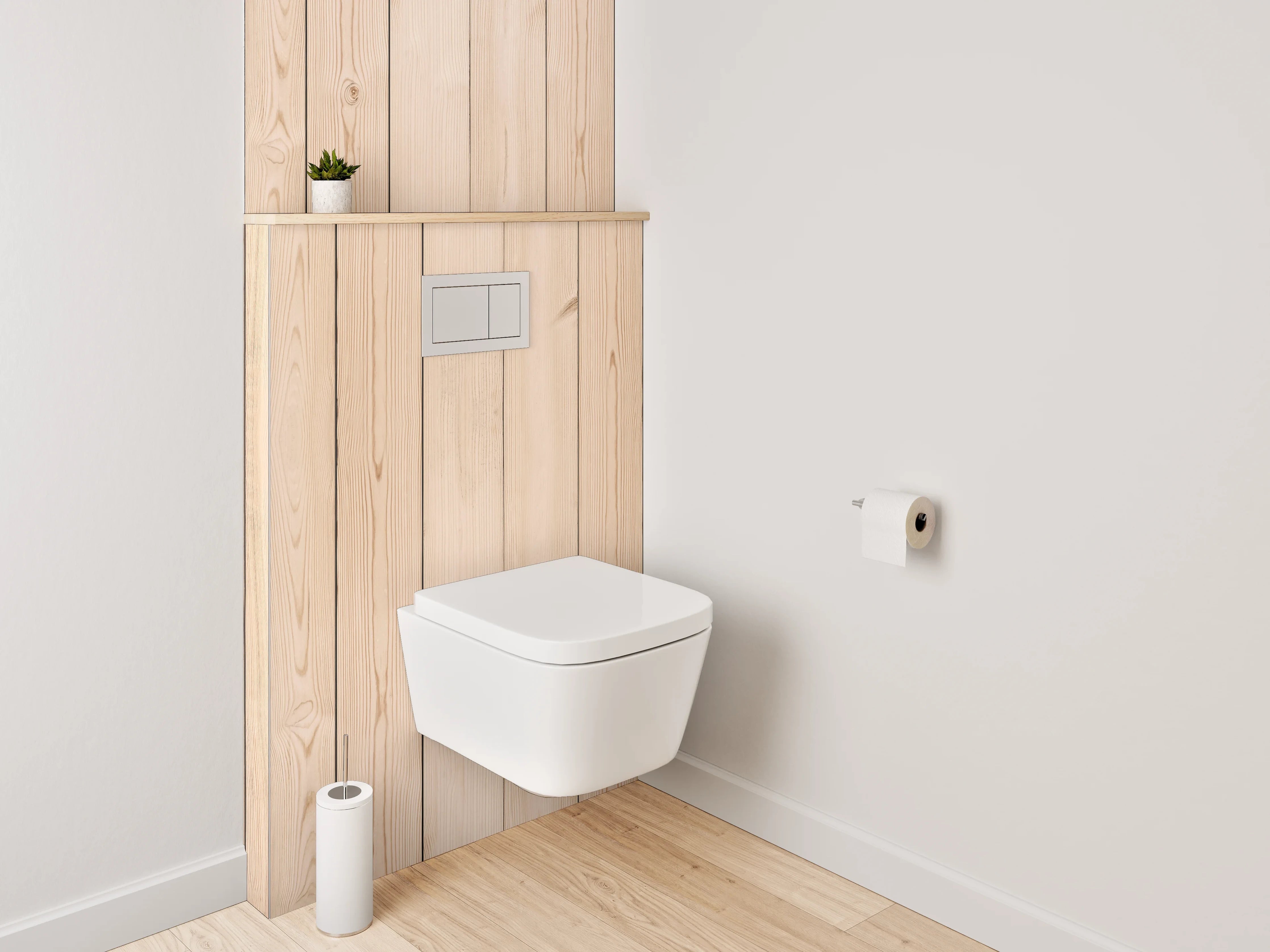 WC-Rückwand - Holzwand aus Naturholzlatten
