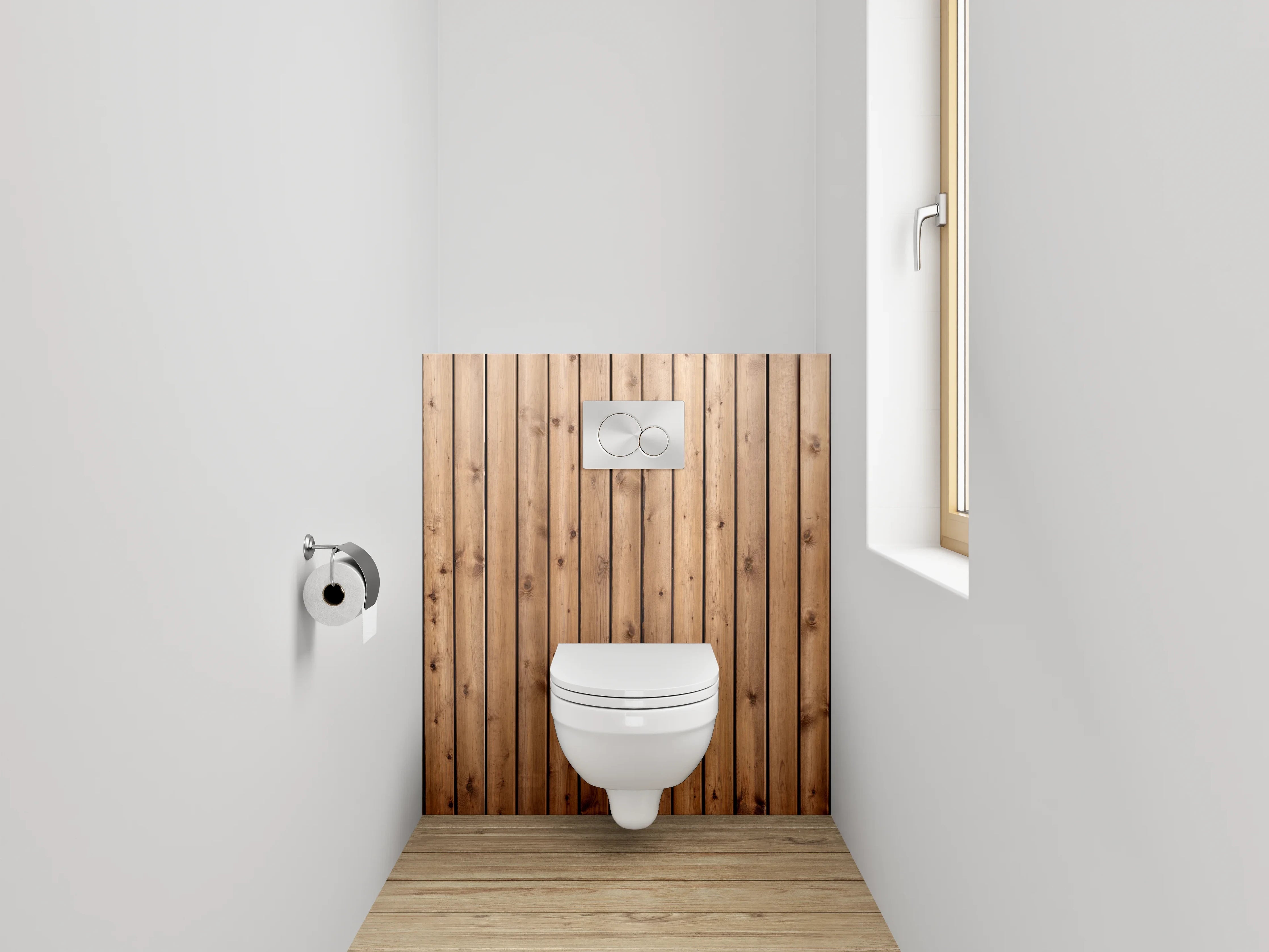 WC-Rückwand - Holzwand aus Naturholzplanken