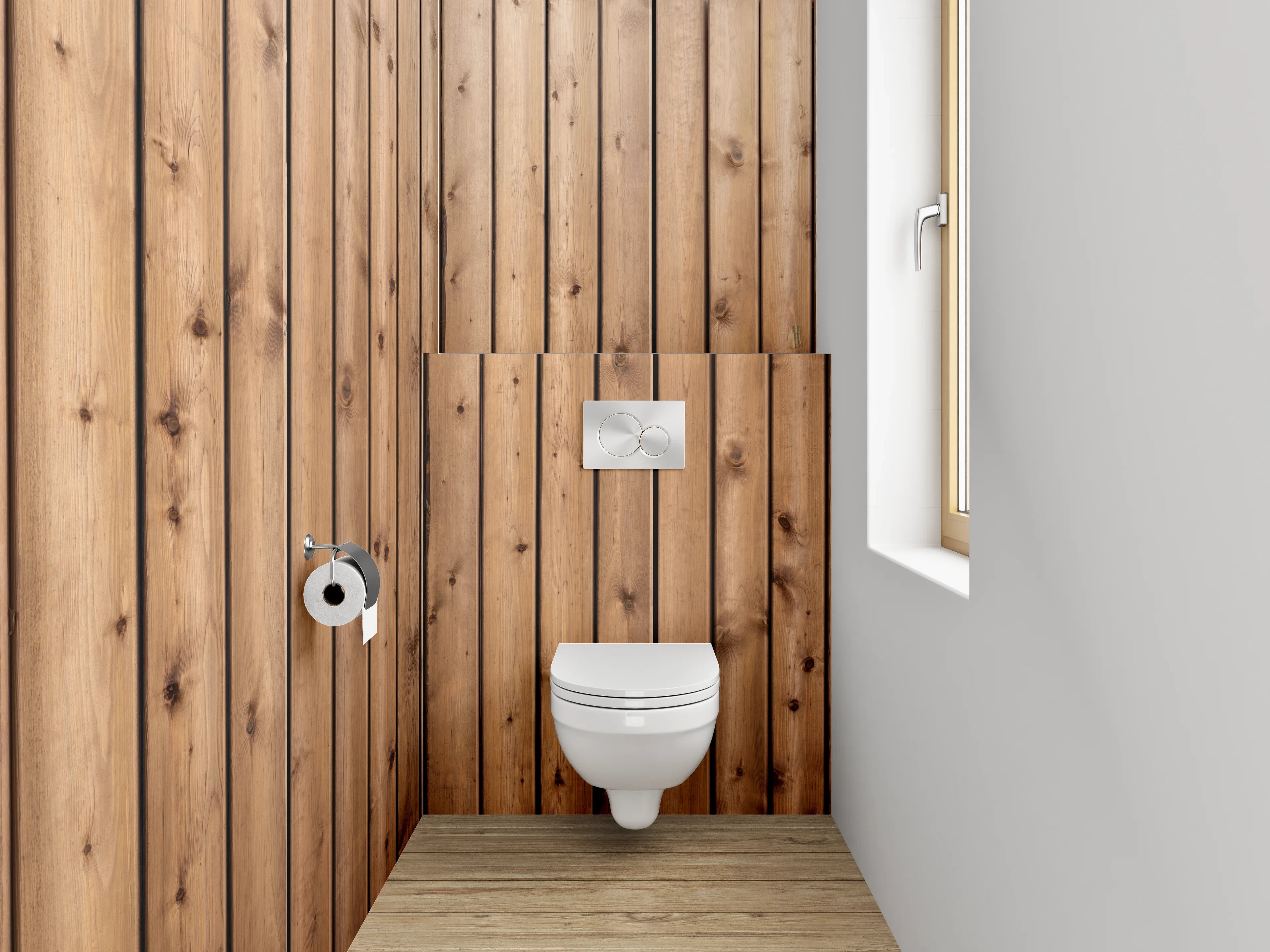 WC-Rückwand - Holzwand aus Naturholzplanken