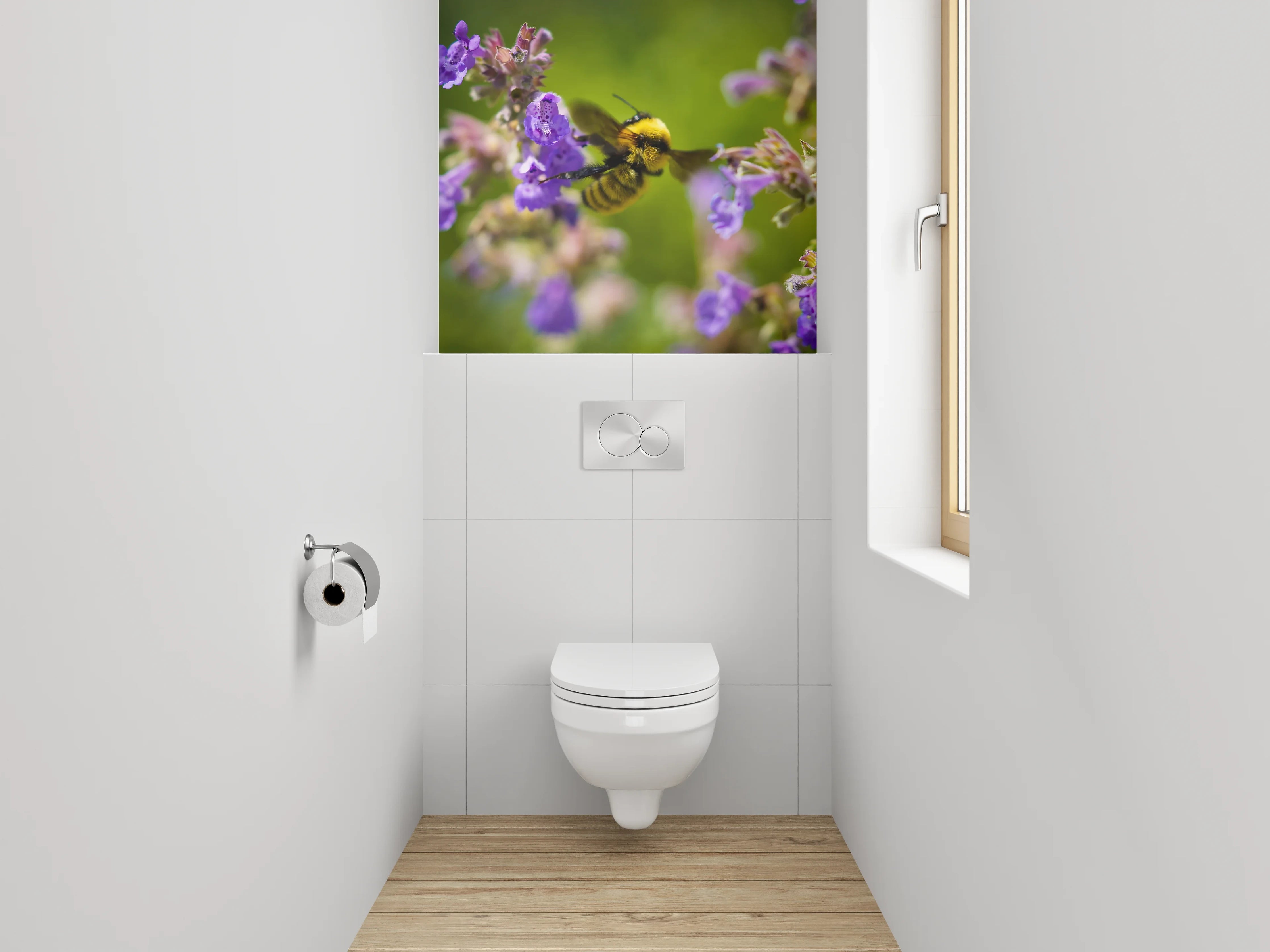 WC-Rückwand - Hummel auf Lavendel Blüte Makro