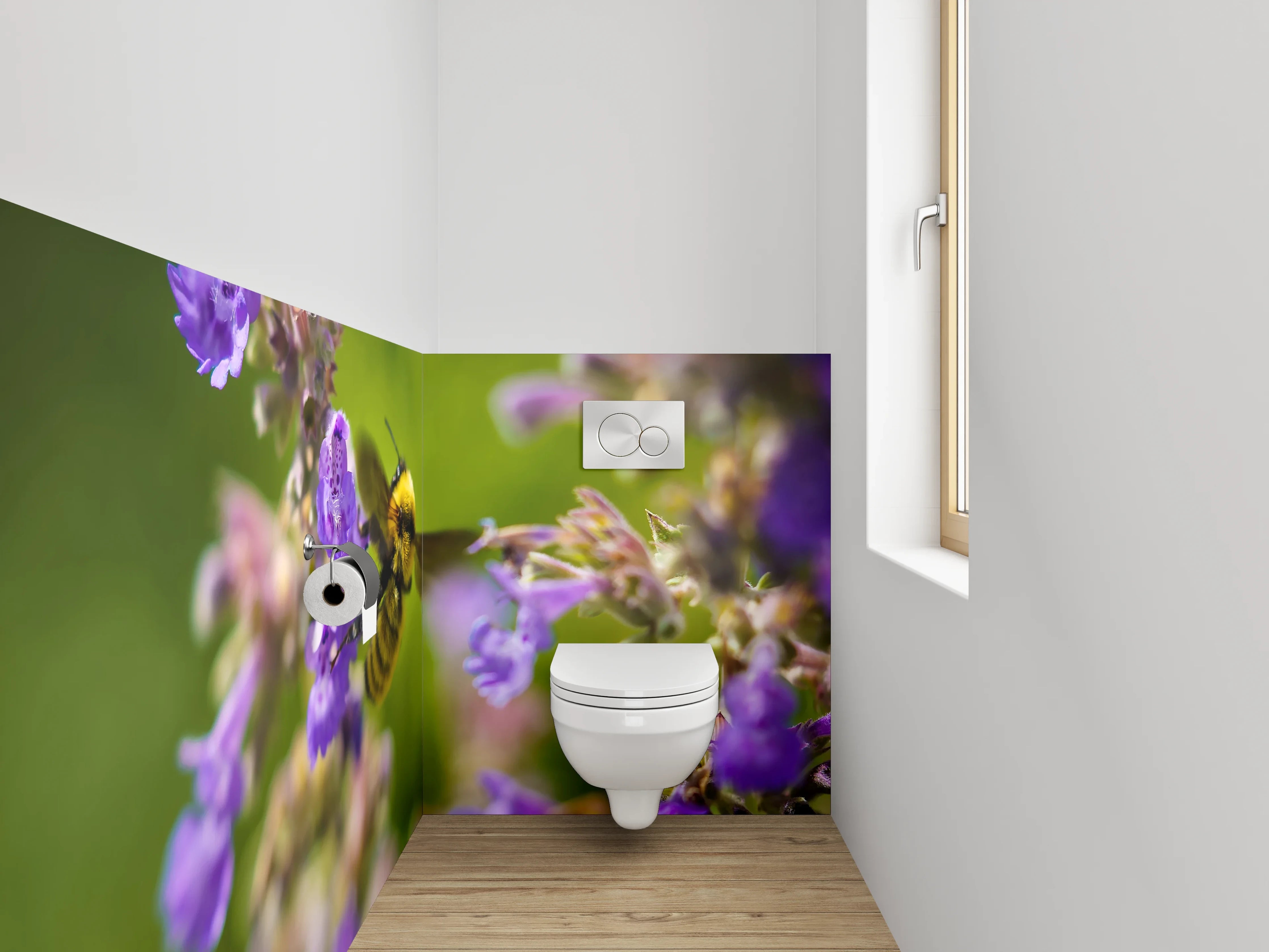 WC-Rückwand - Hummel auf Lavendel Blüte Makro