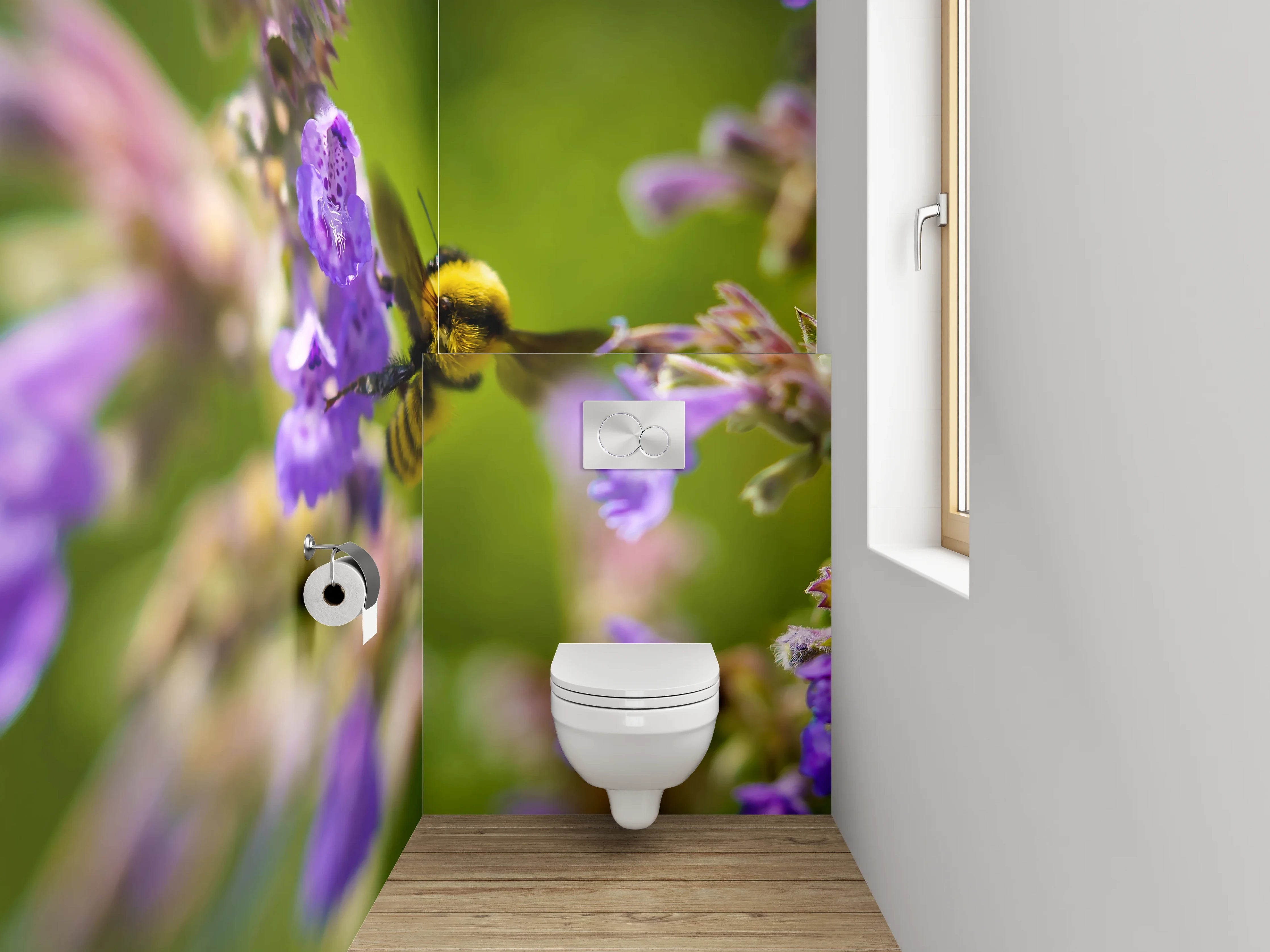 WC-Rückwand - Hummel auf Lavendel Blüte Makro