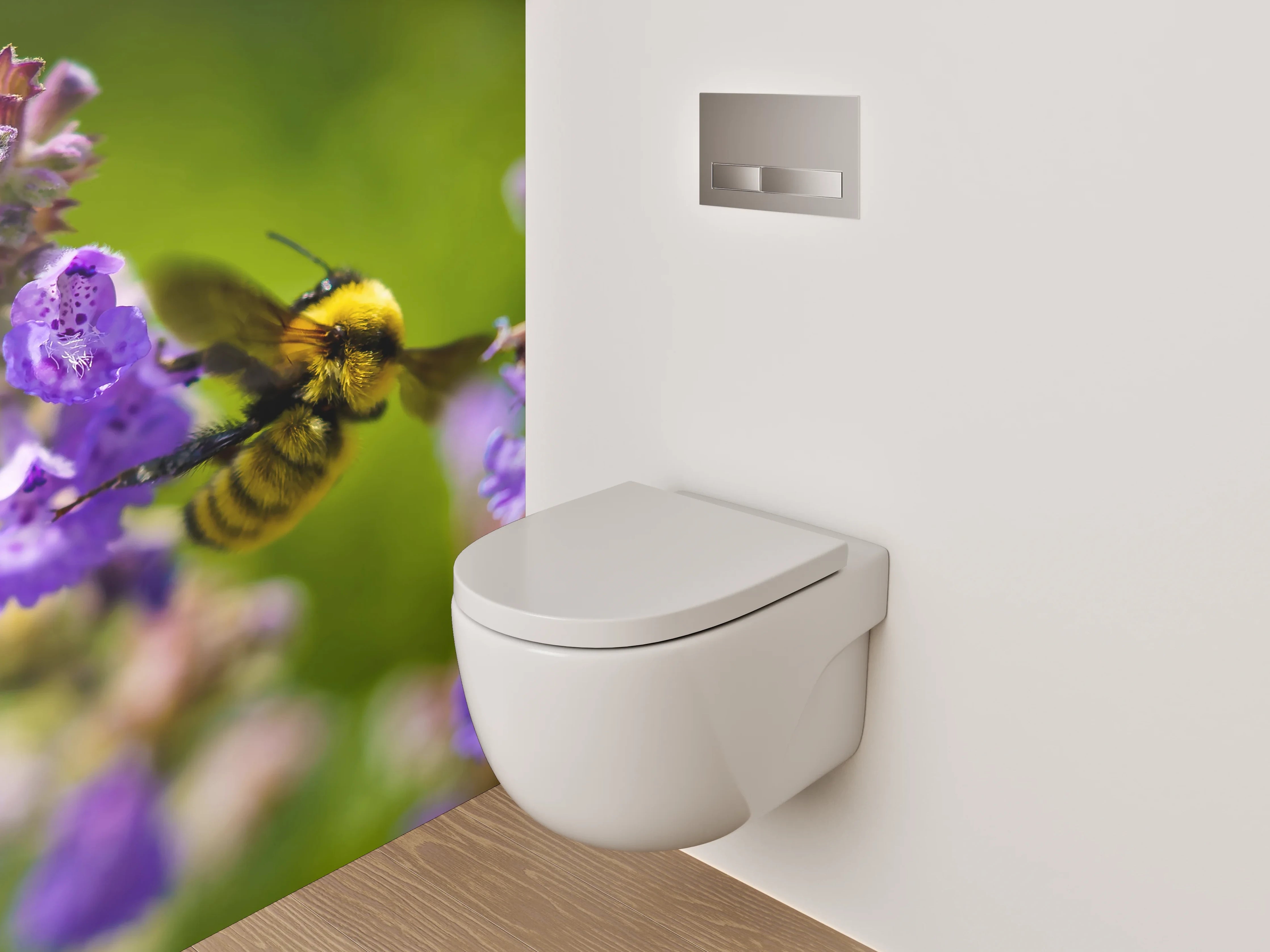 WC-Rückwand - Hummel auf Lavendel Blüte Makro