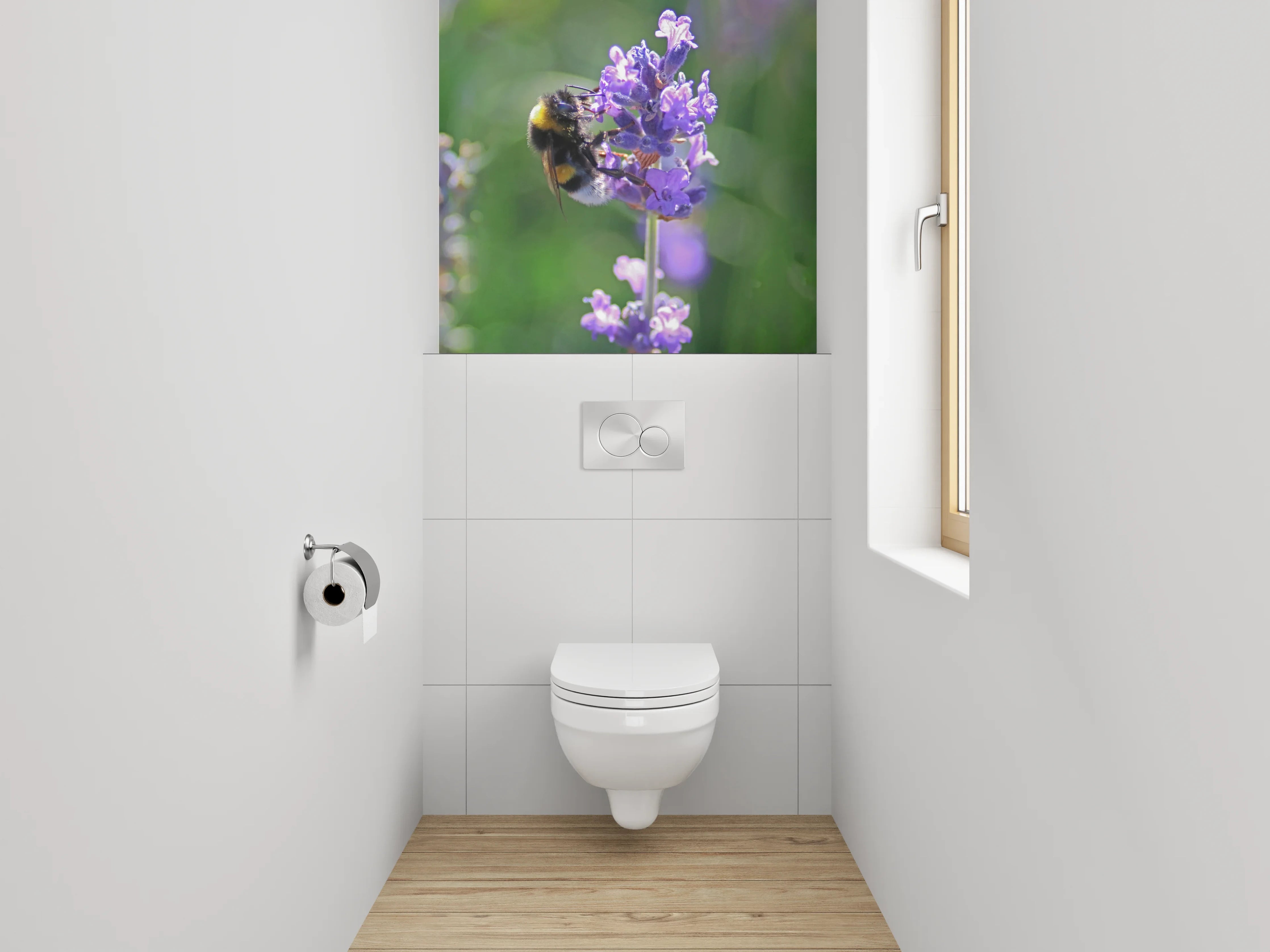 WC-Rückwand - Hummeln auf Lavendelblüten