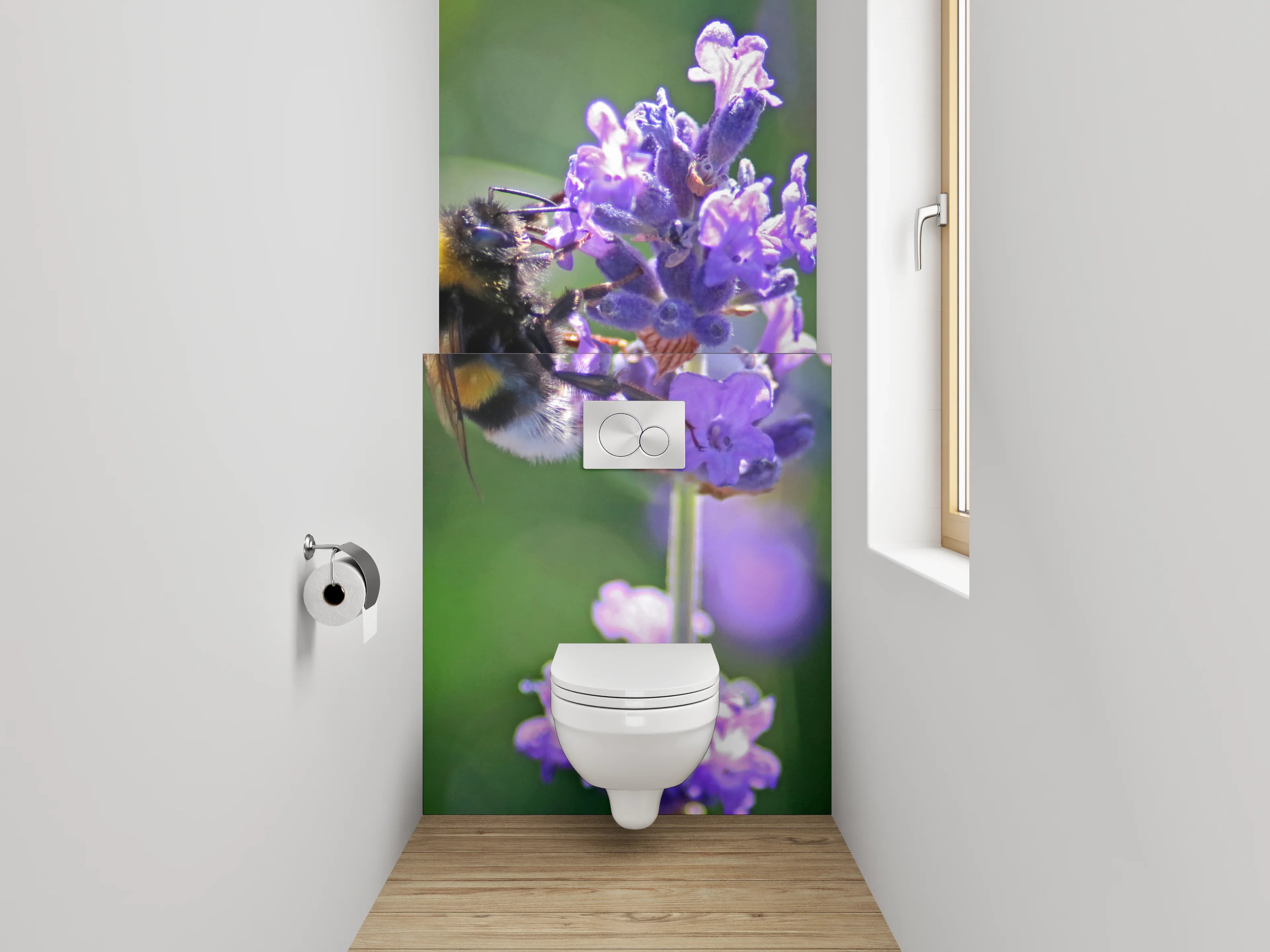 WC-Rückwand - Hummeln auf Lavendelblüten