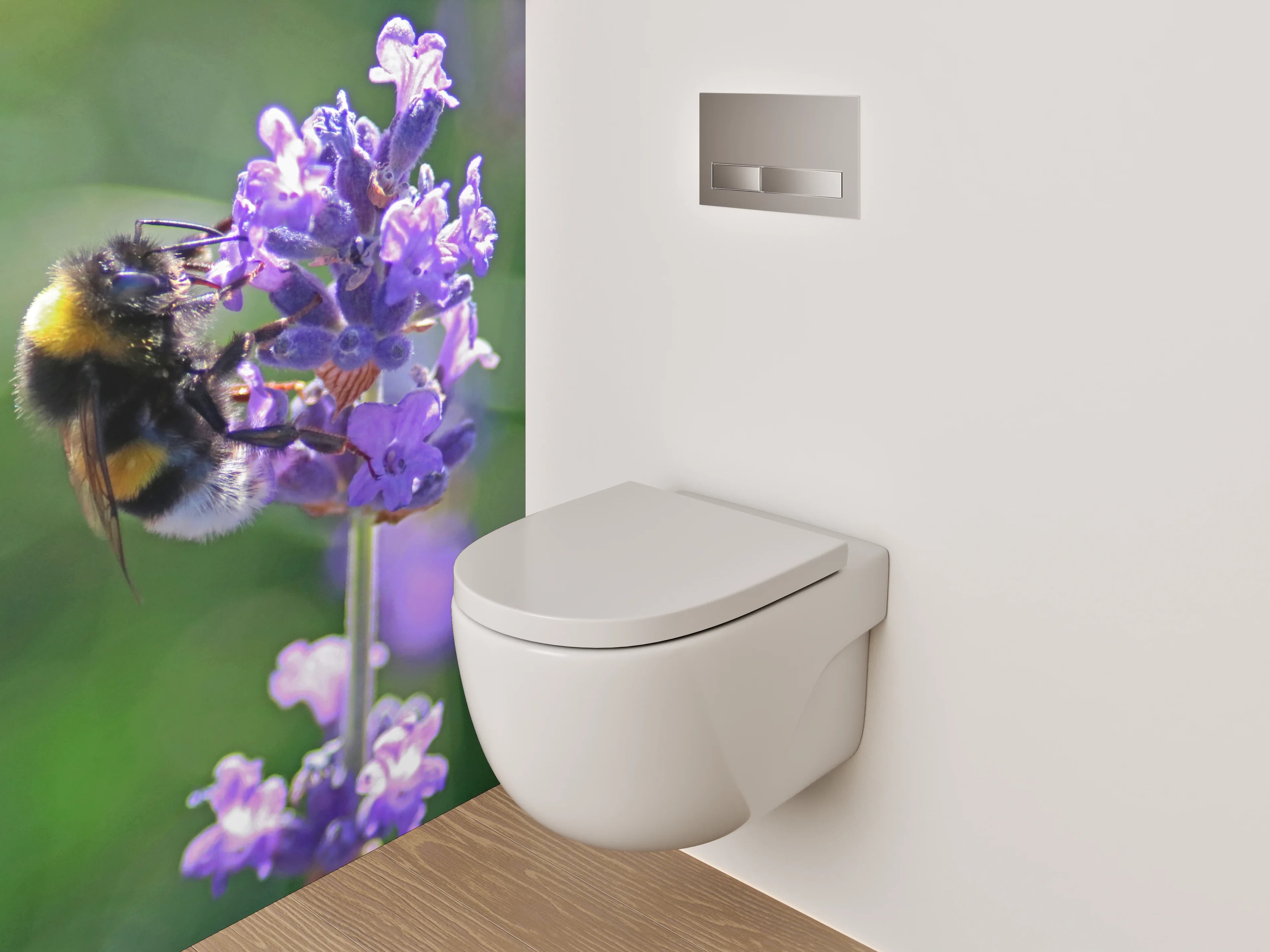 WC-Rückwand - Hummeln auf Lavendelblüten