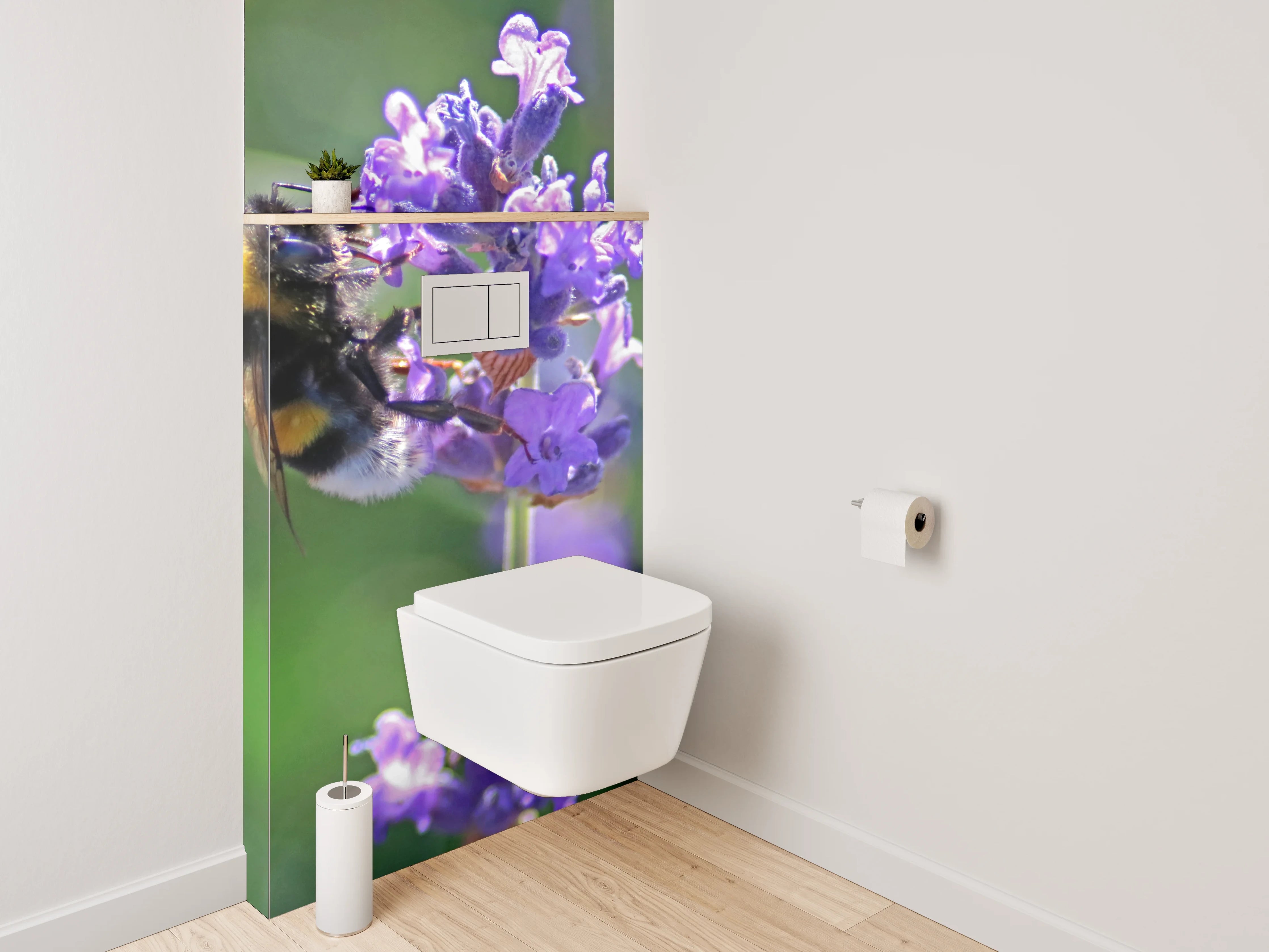 WC-Rückwand - Hummeln auf Lavendelblüten