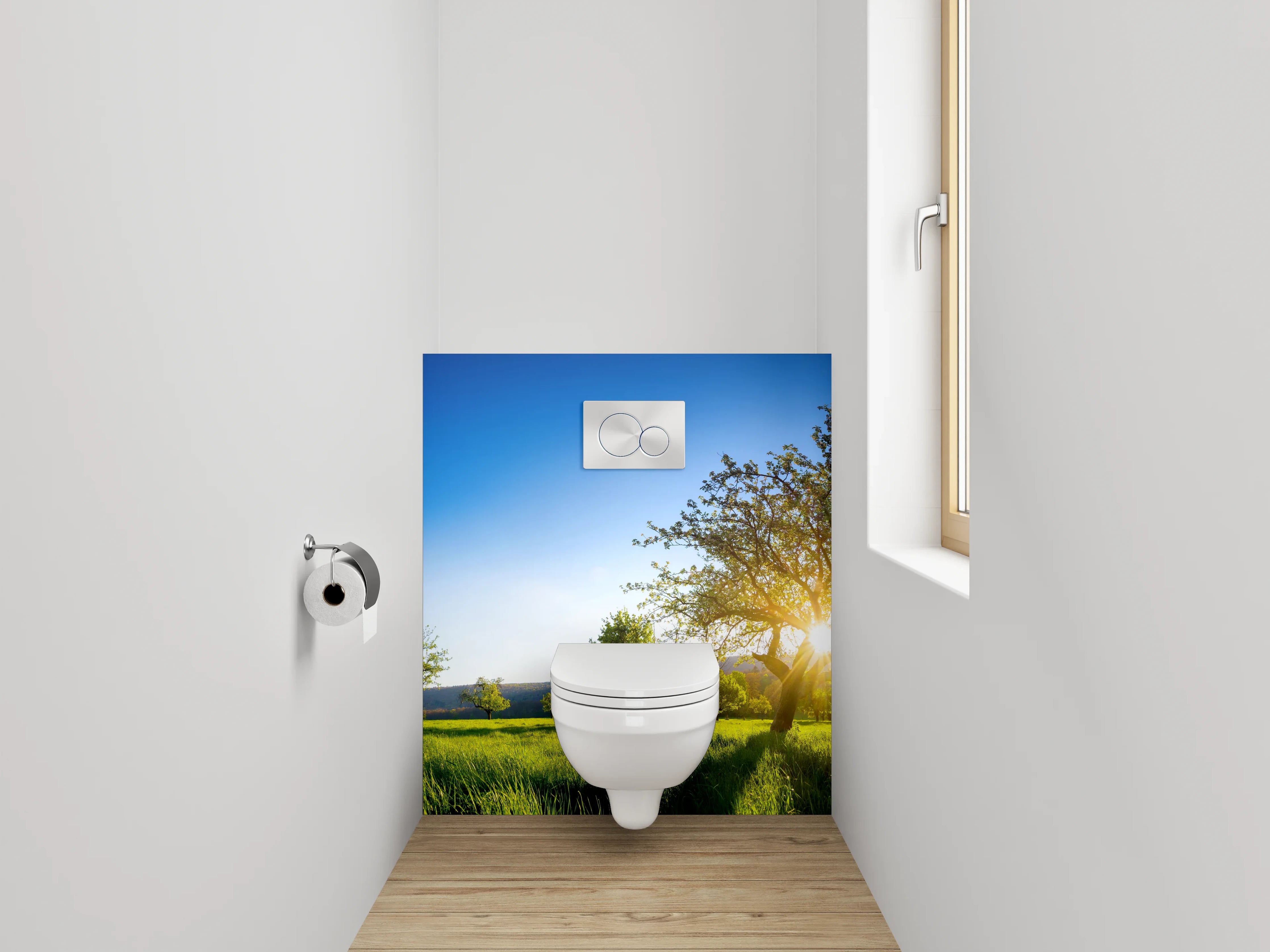 WC-Rückwand - Idylle auf grüner Frühlingswiese