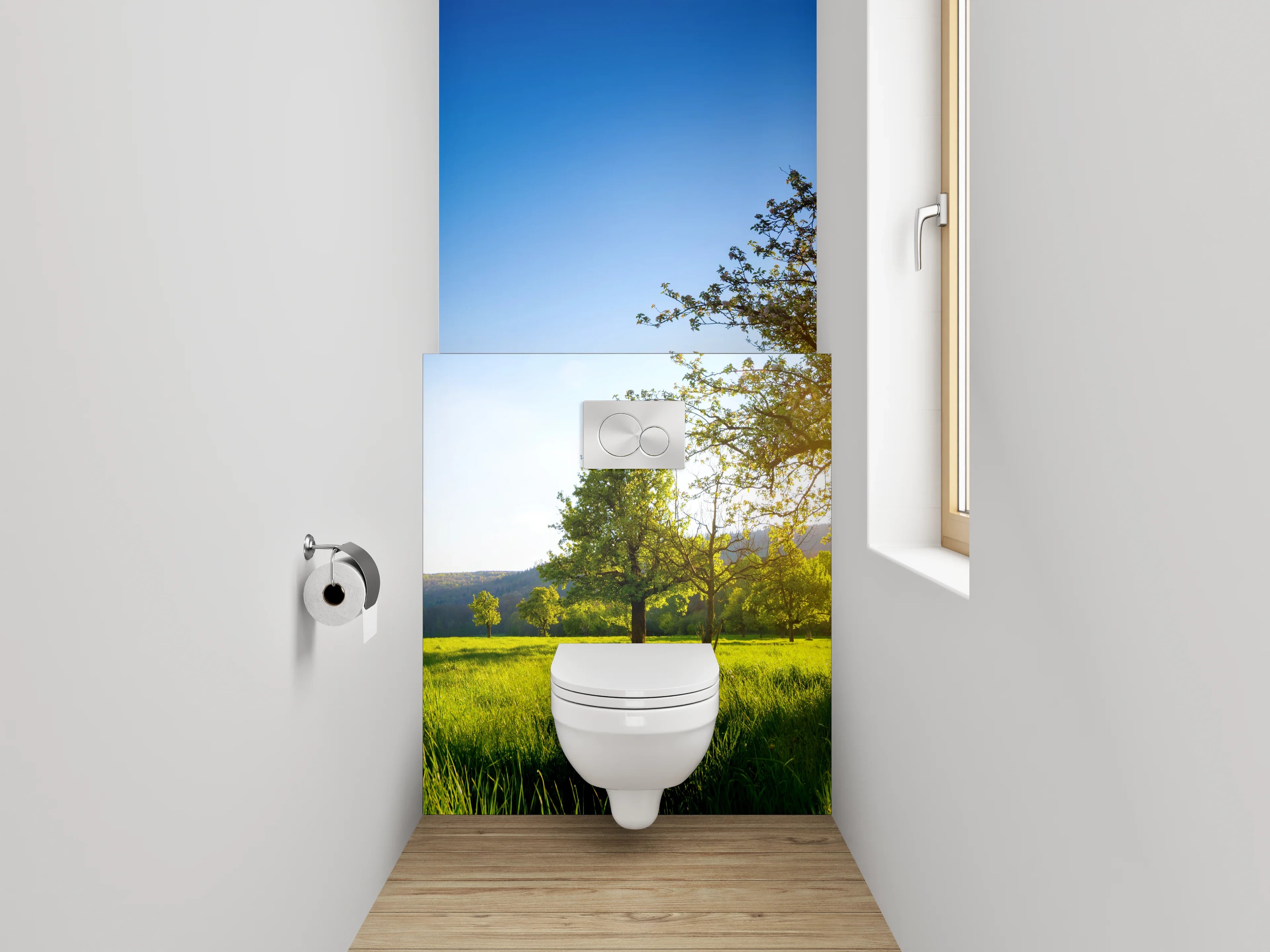 WC-Rückwand - Idylle auf grüner Frühlingswiese