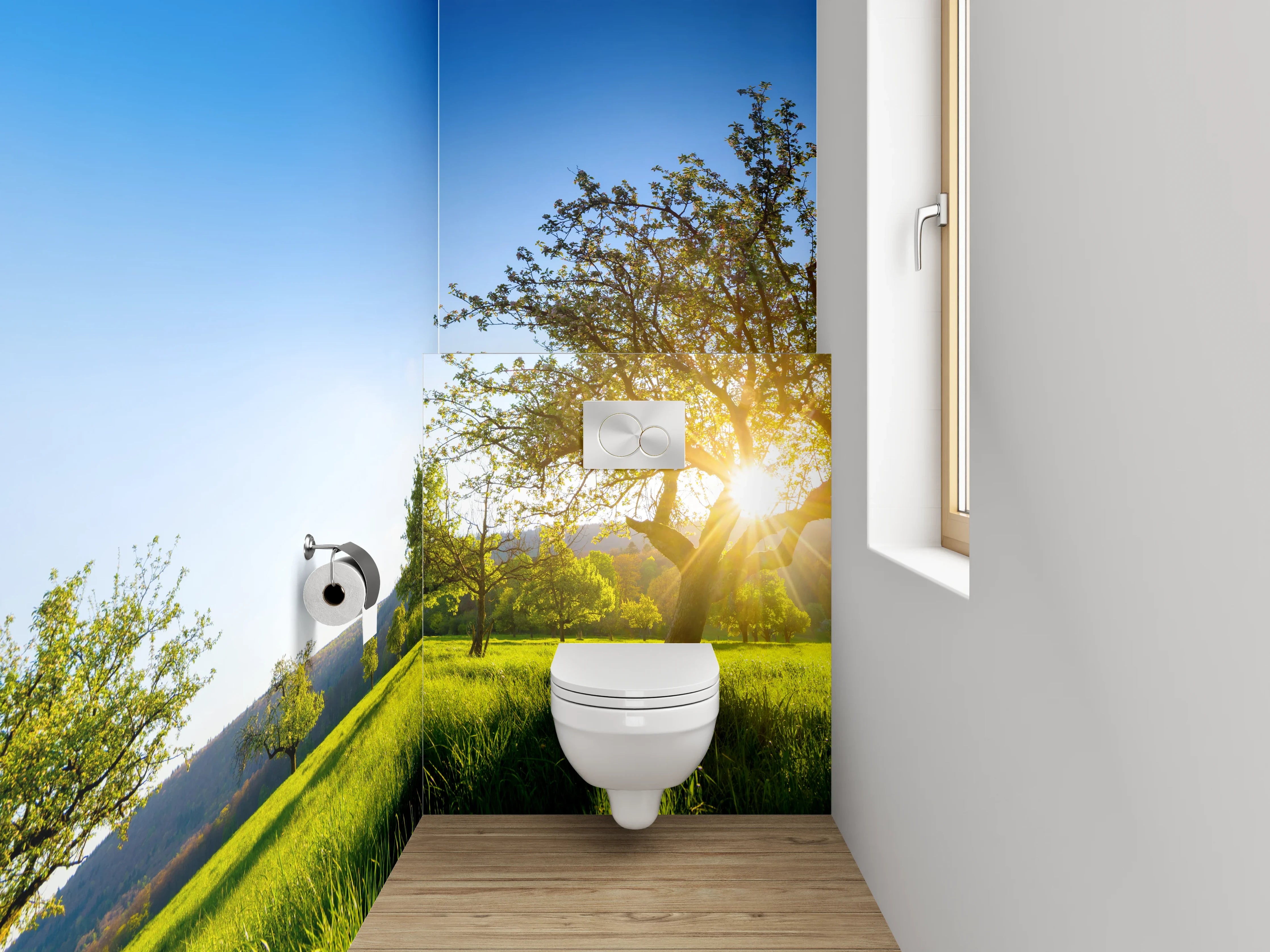 WC-Rückwand - Idylle auf grüner Frühlingswiese