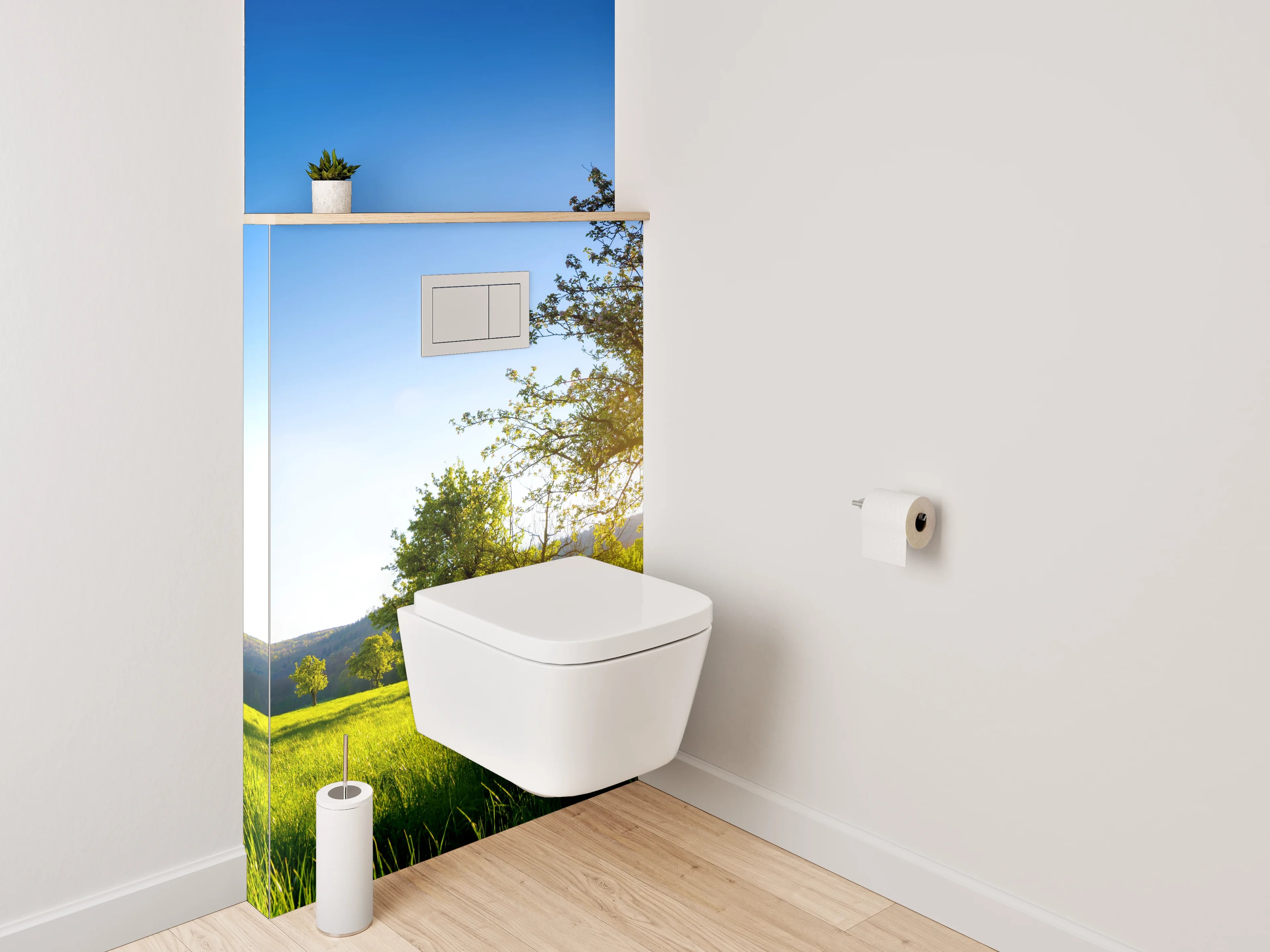 WC-Rückwand - Idylle auf grüner Frühlingswiese