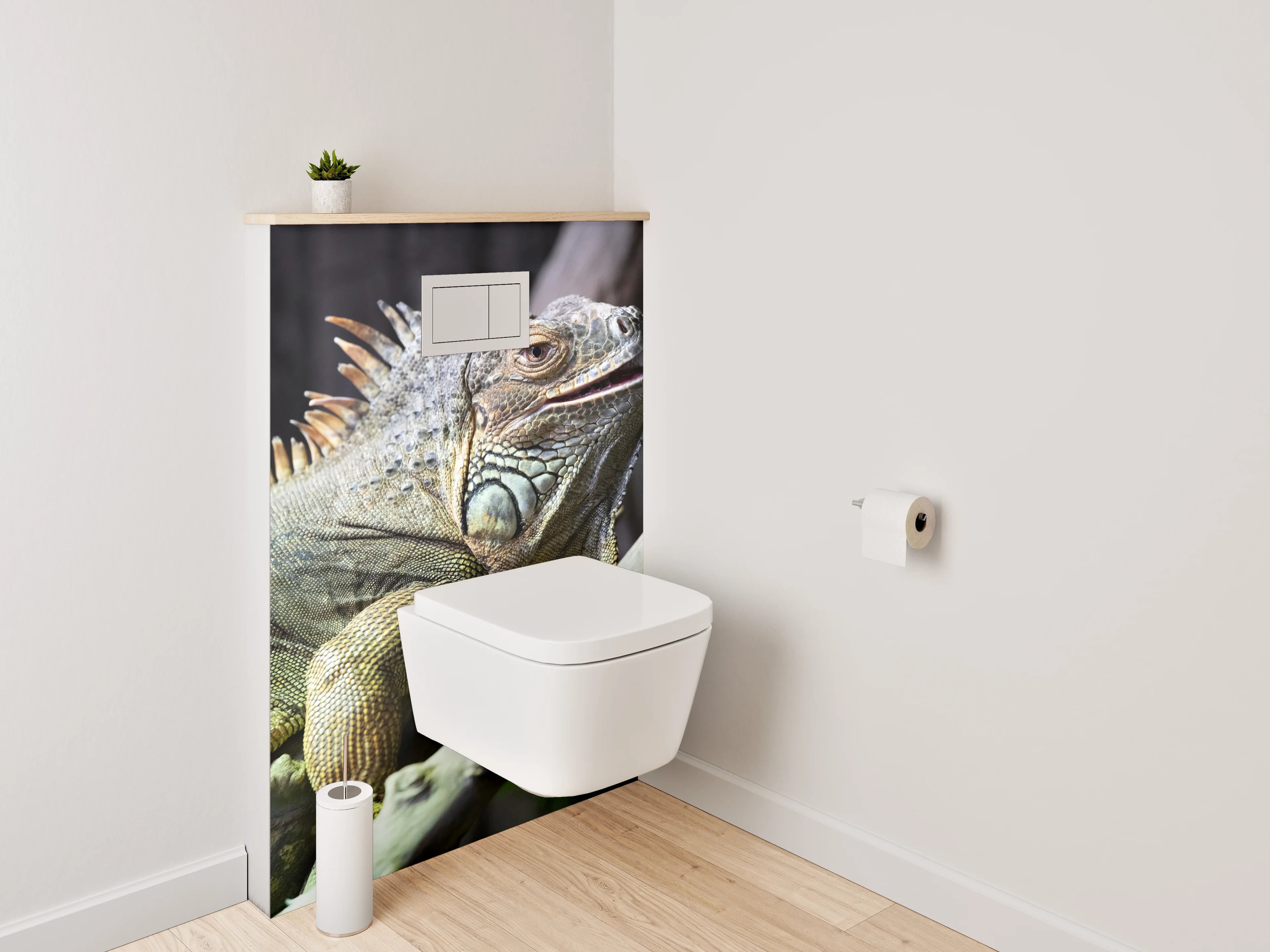 WC-Rückwand - Iguana auf Ast in Nahaufnahme