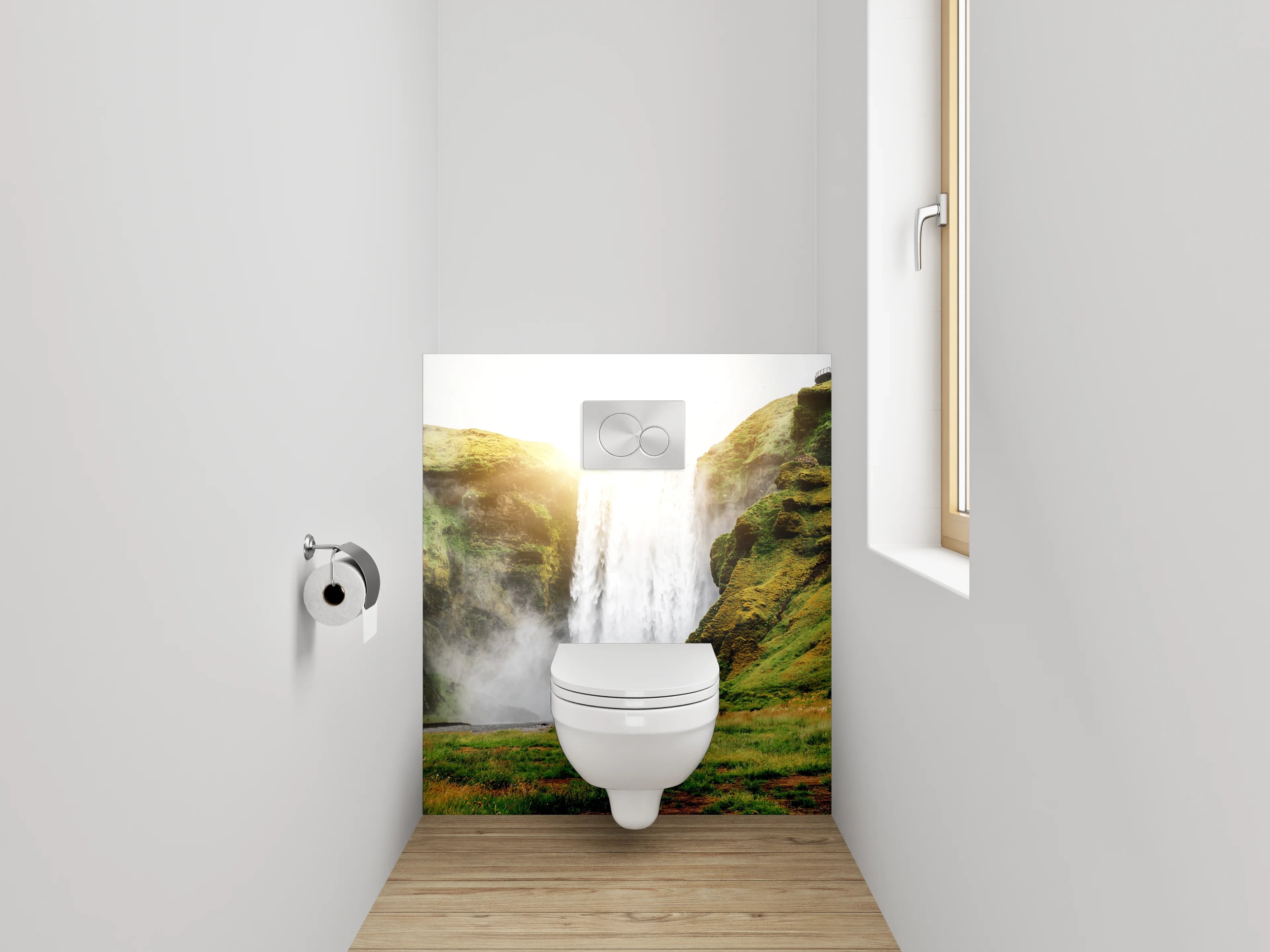 WC-Rückwand - Imposanter Wasserfall in Island