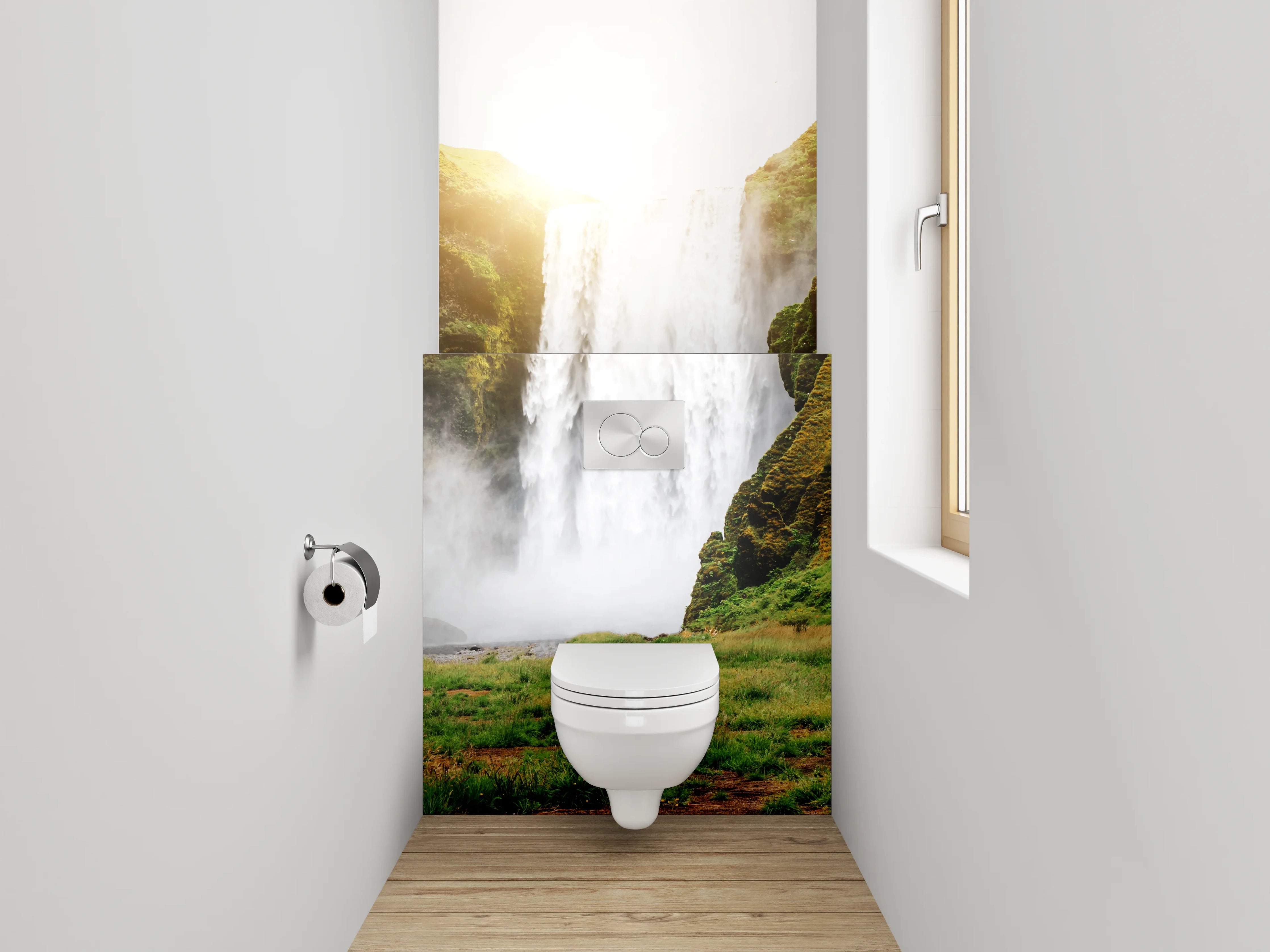 WC-Rückwand - Imposanter Wasserfall in Island