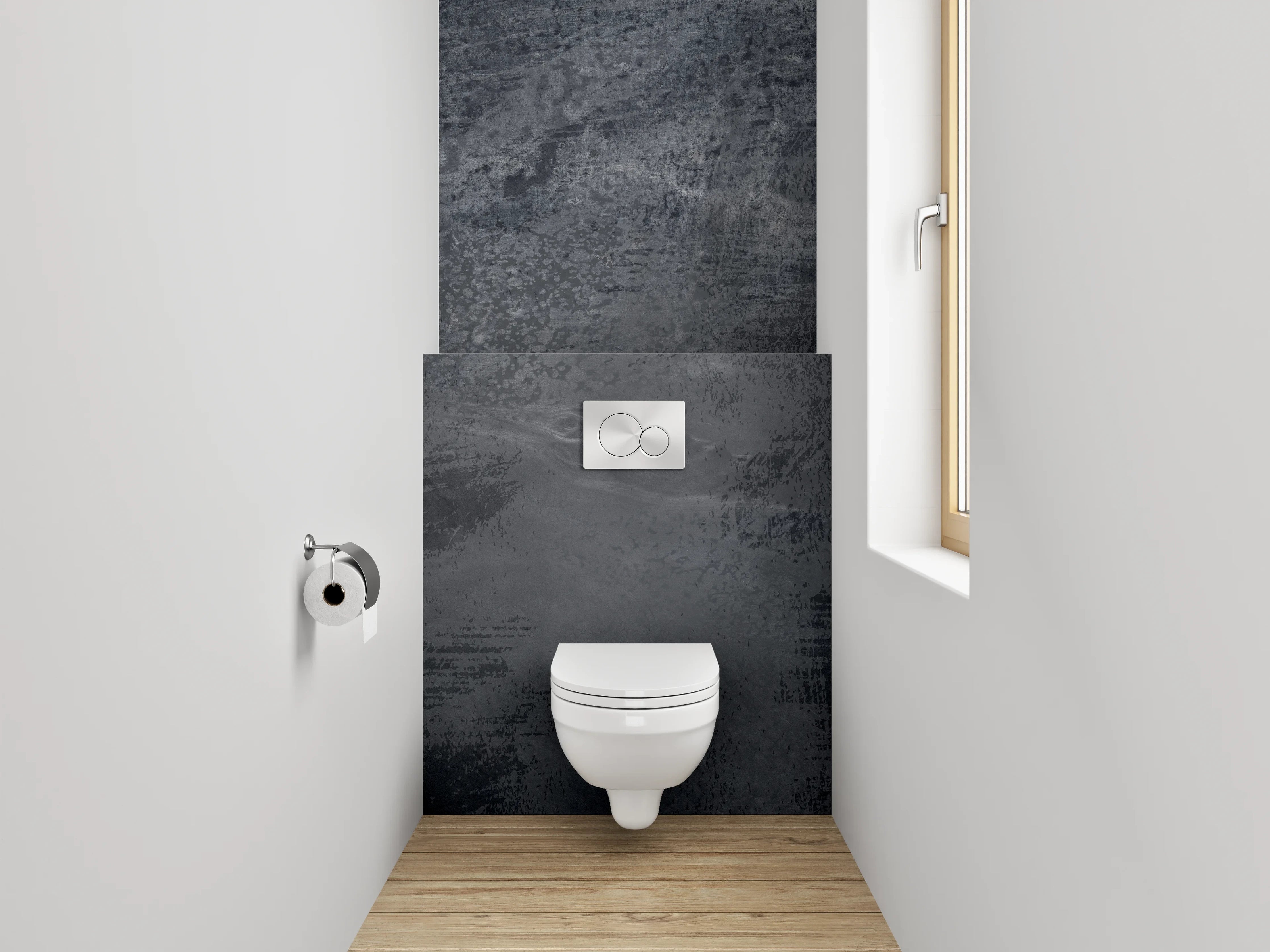 WC-Rückwand - Industrieller Beton-Look Dunkelgrau