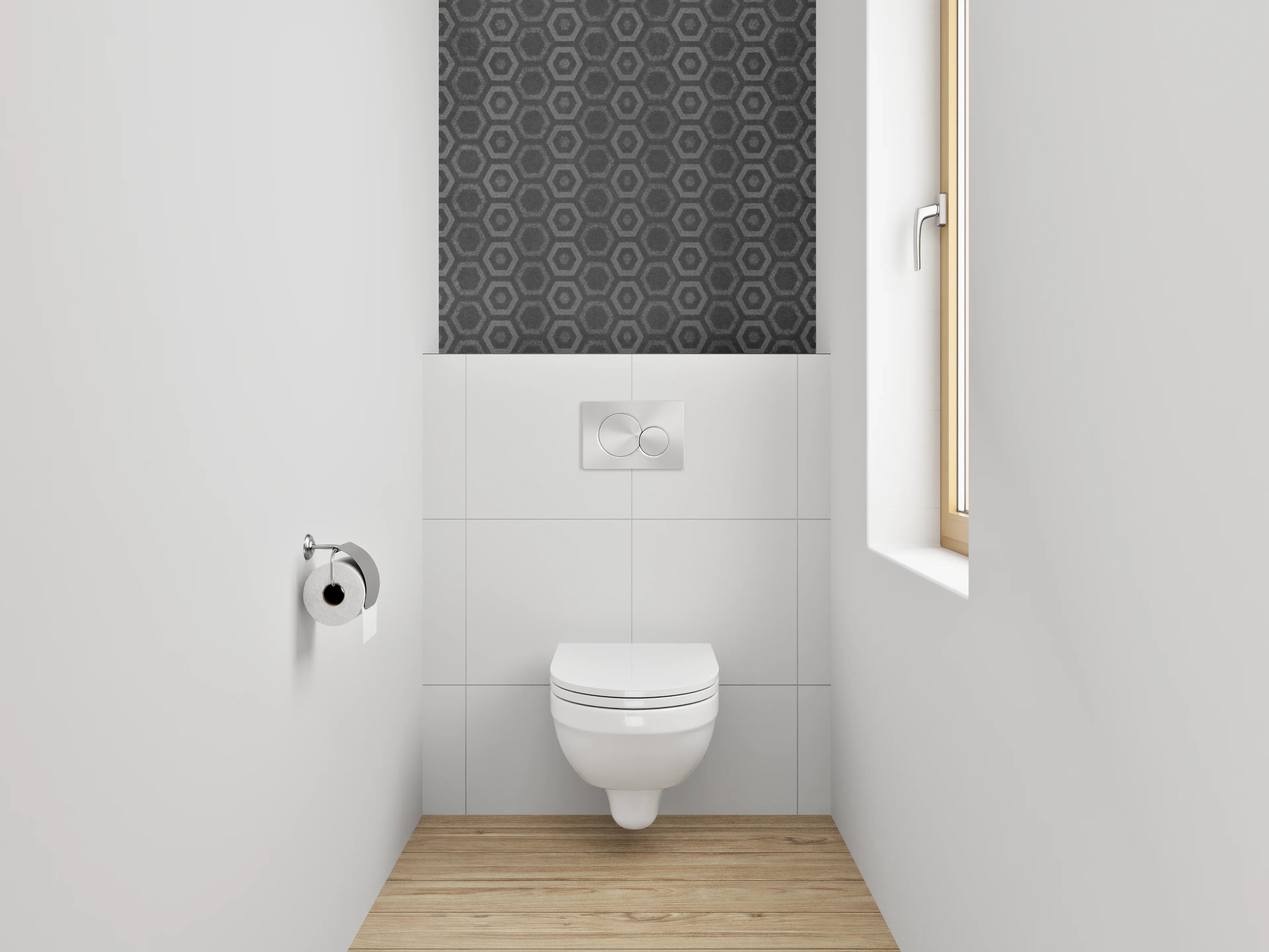 WC-Rückwand - Industrieller Hexagon-Metall-Look