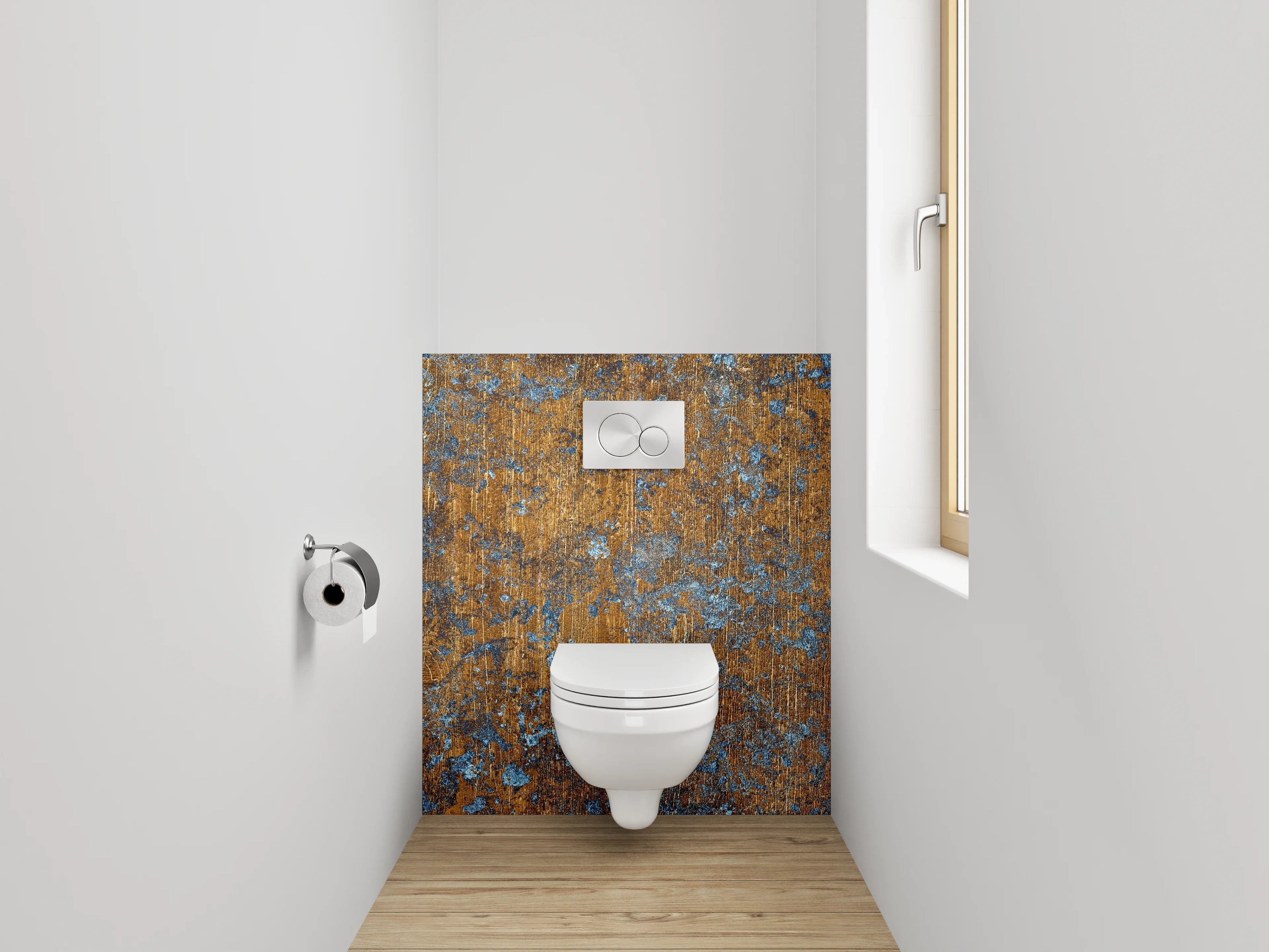 WC-Rückwand - Industrielles Rost-Design Blau-Braun