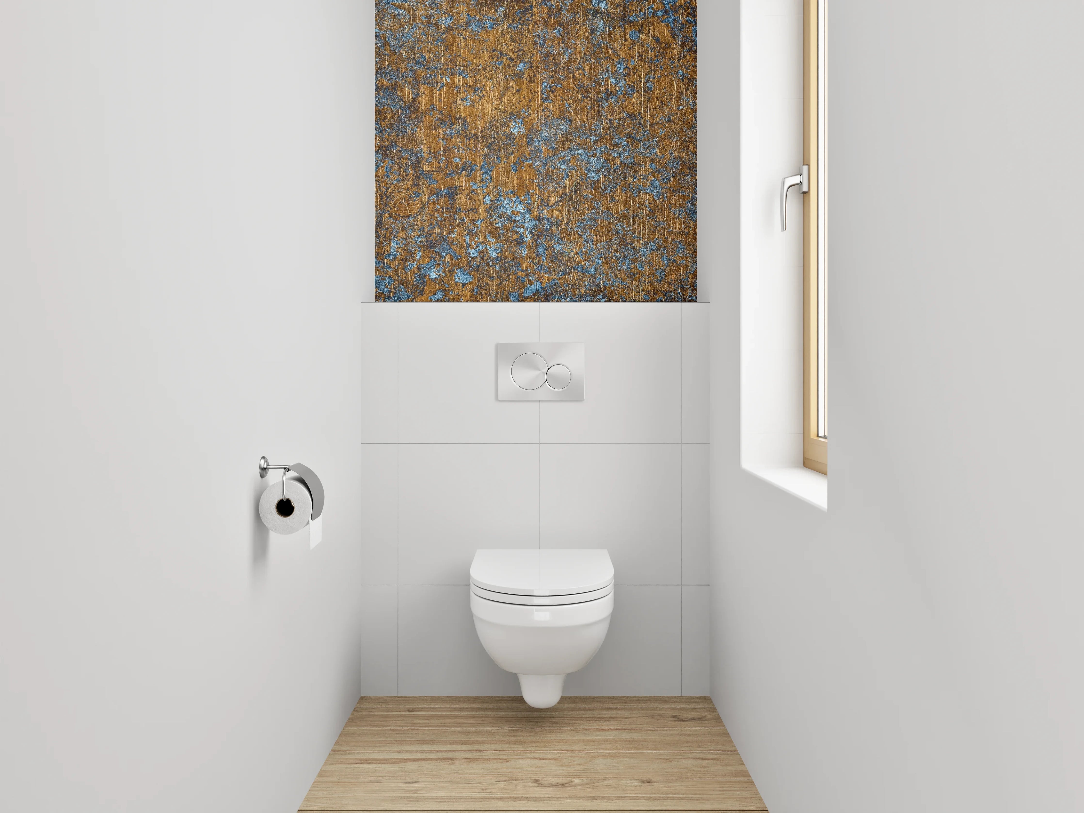 WC-Rückwand - Industrielles Rost-Design Blau-Braun