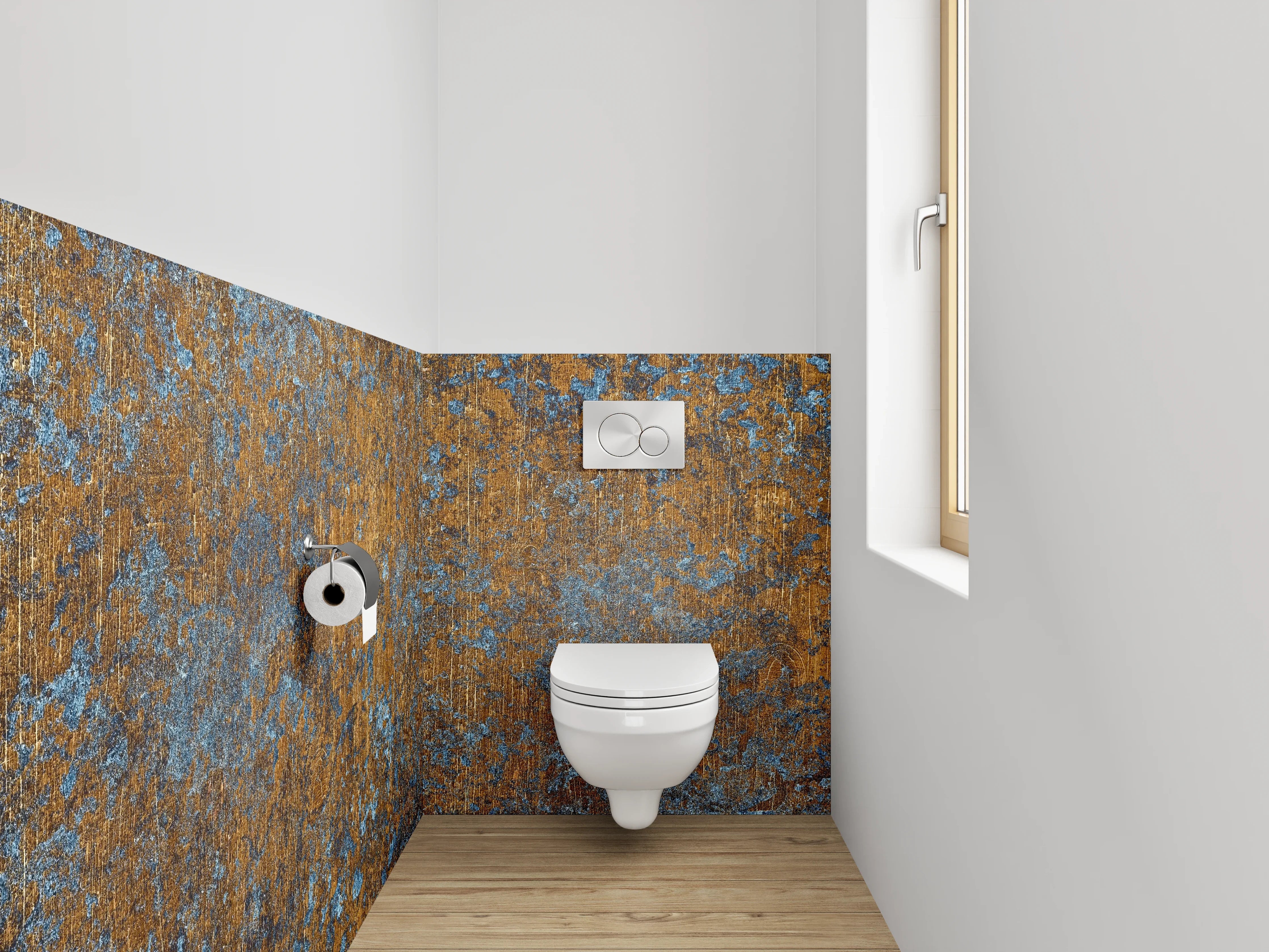 WC-Rückwand - Industrielles Rost-Design Blau-Braun