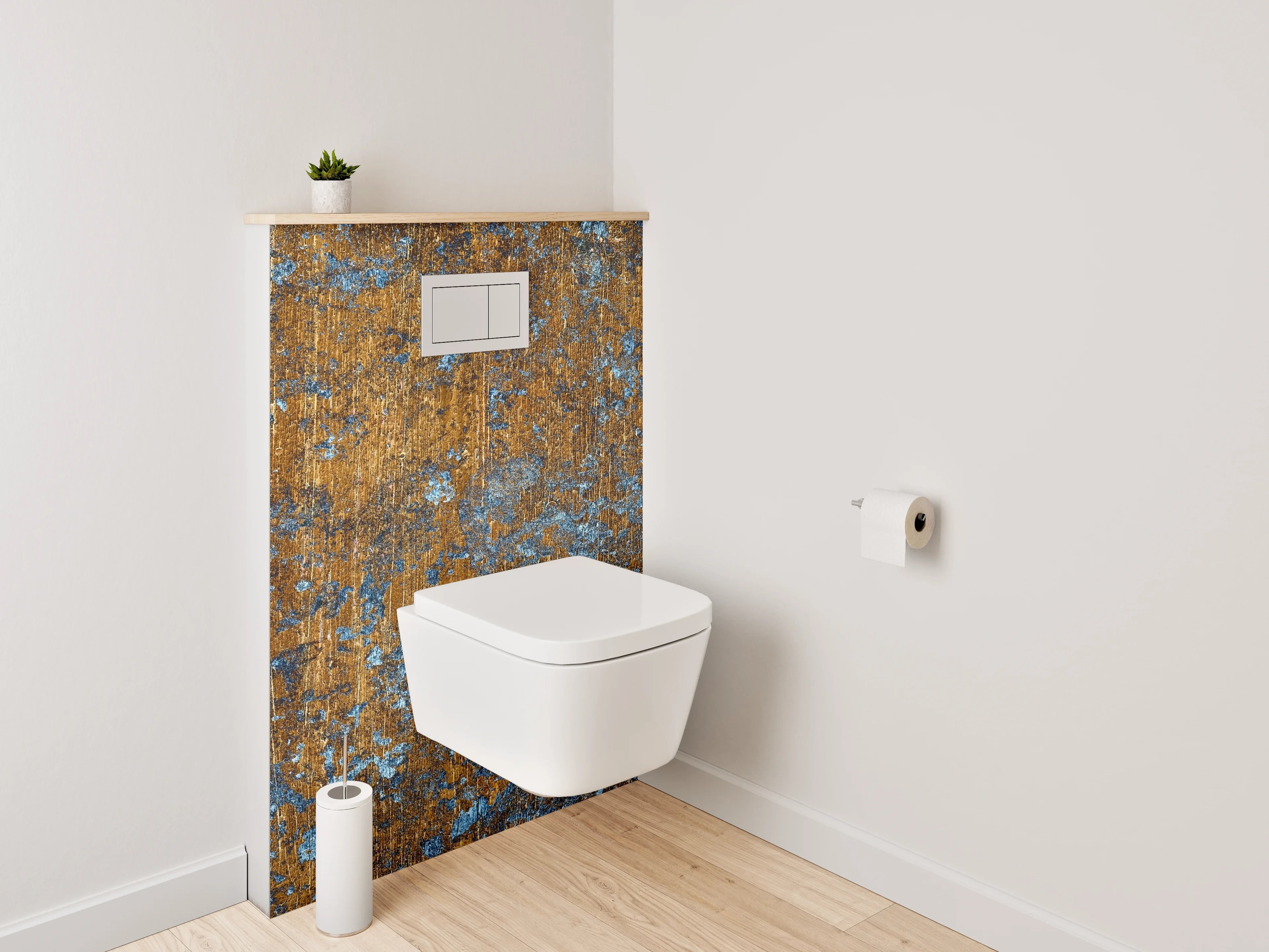 WC-Rückwand - Industrielles Rost-Design Blau-Braun