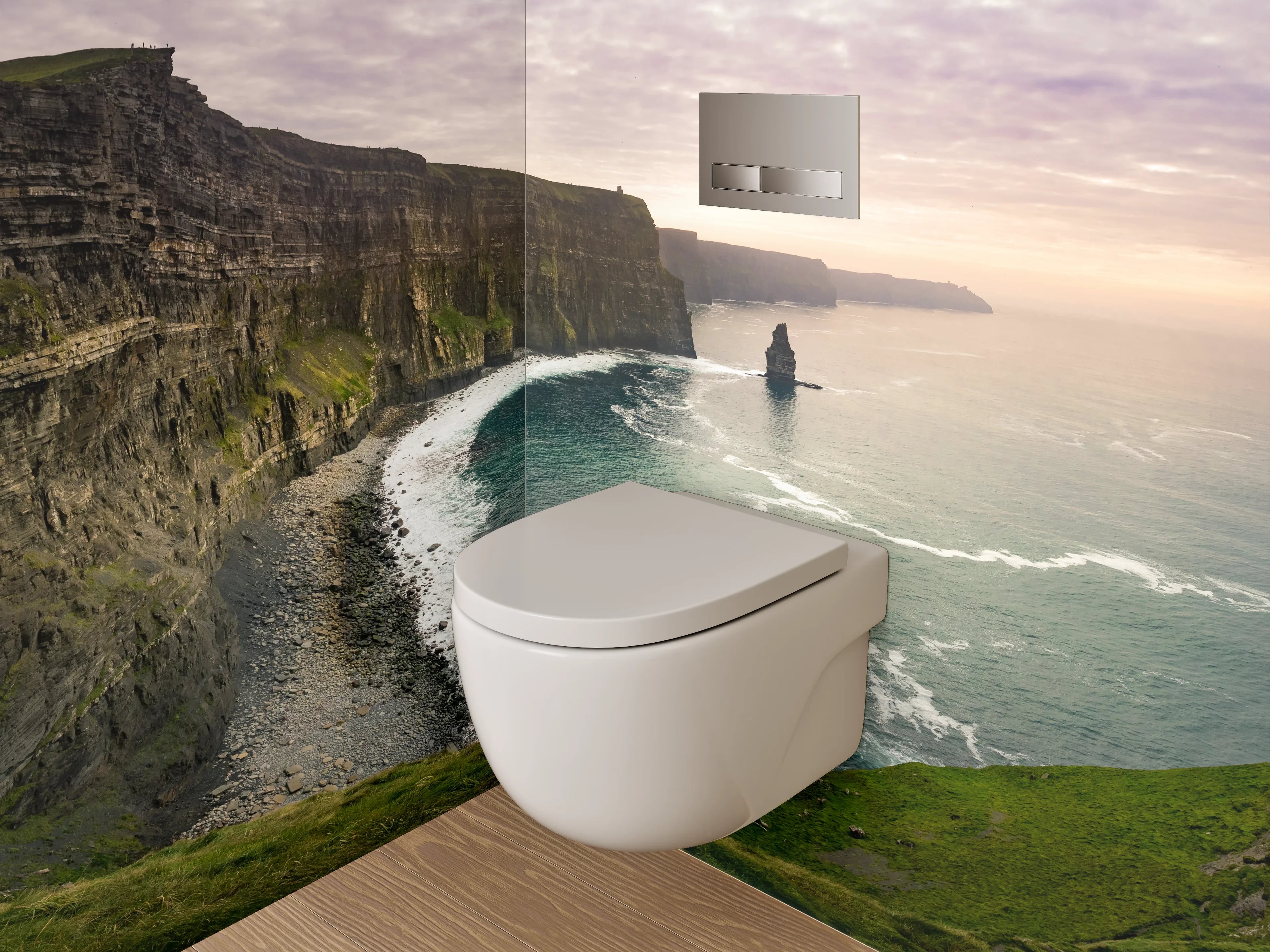 WC-Rückwand - Irlands Küstenpanorama Klippen Fototapete