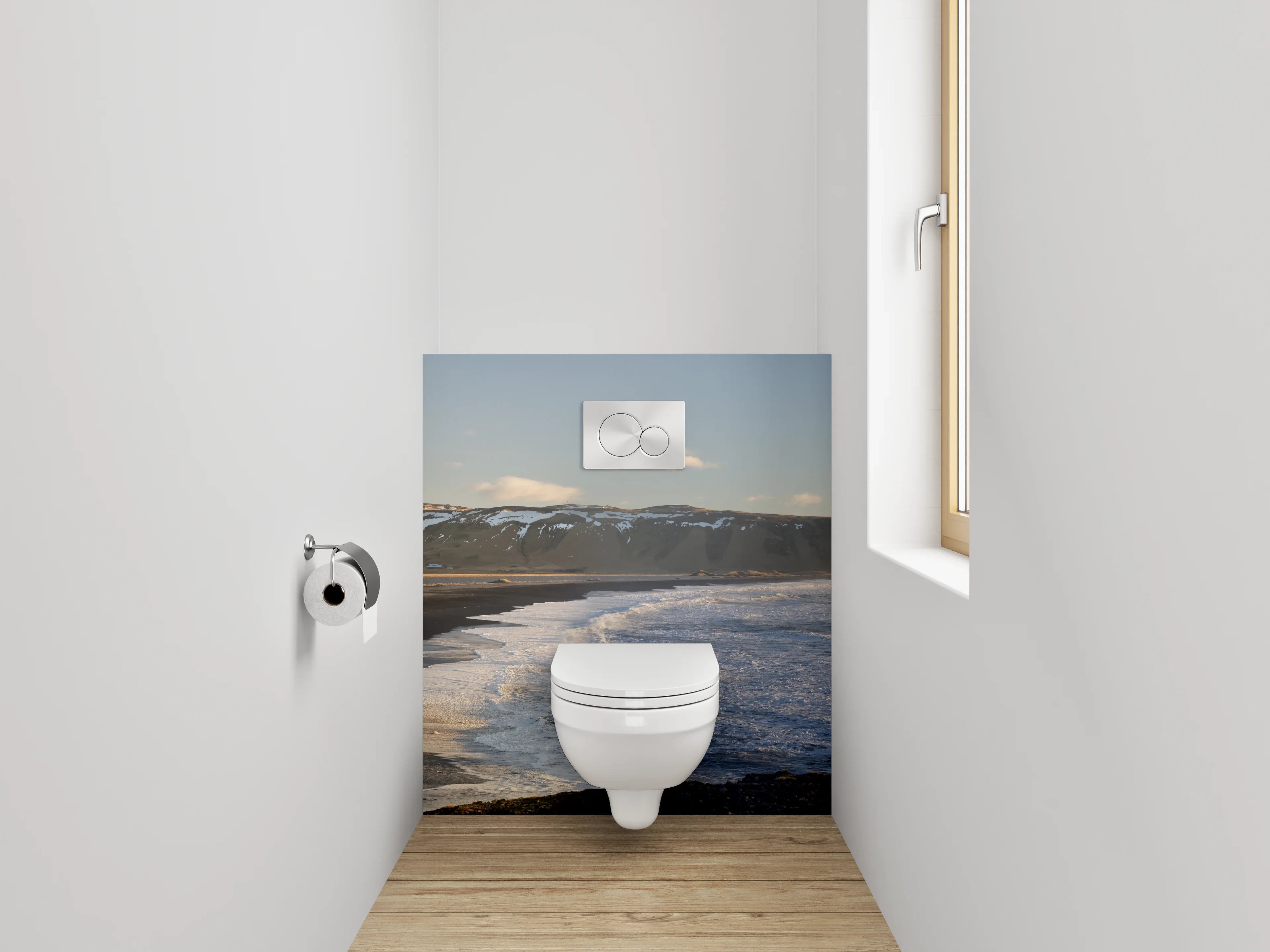 WC-Rückwand - Isländische Küstenlandschaft Panorama