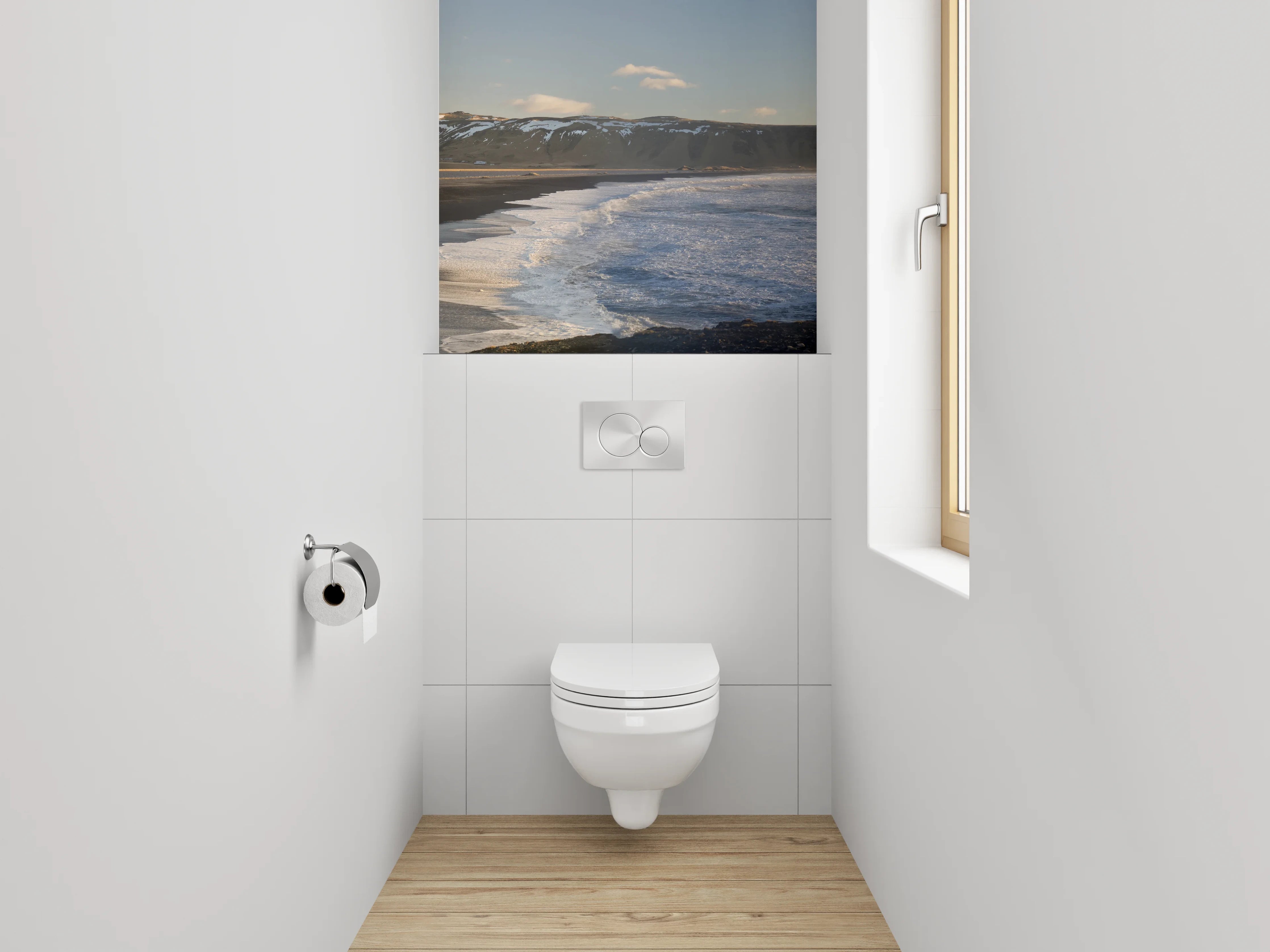 WC-Rückwand - Isländische Küstenlandschaft Panorama