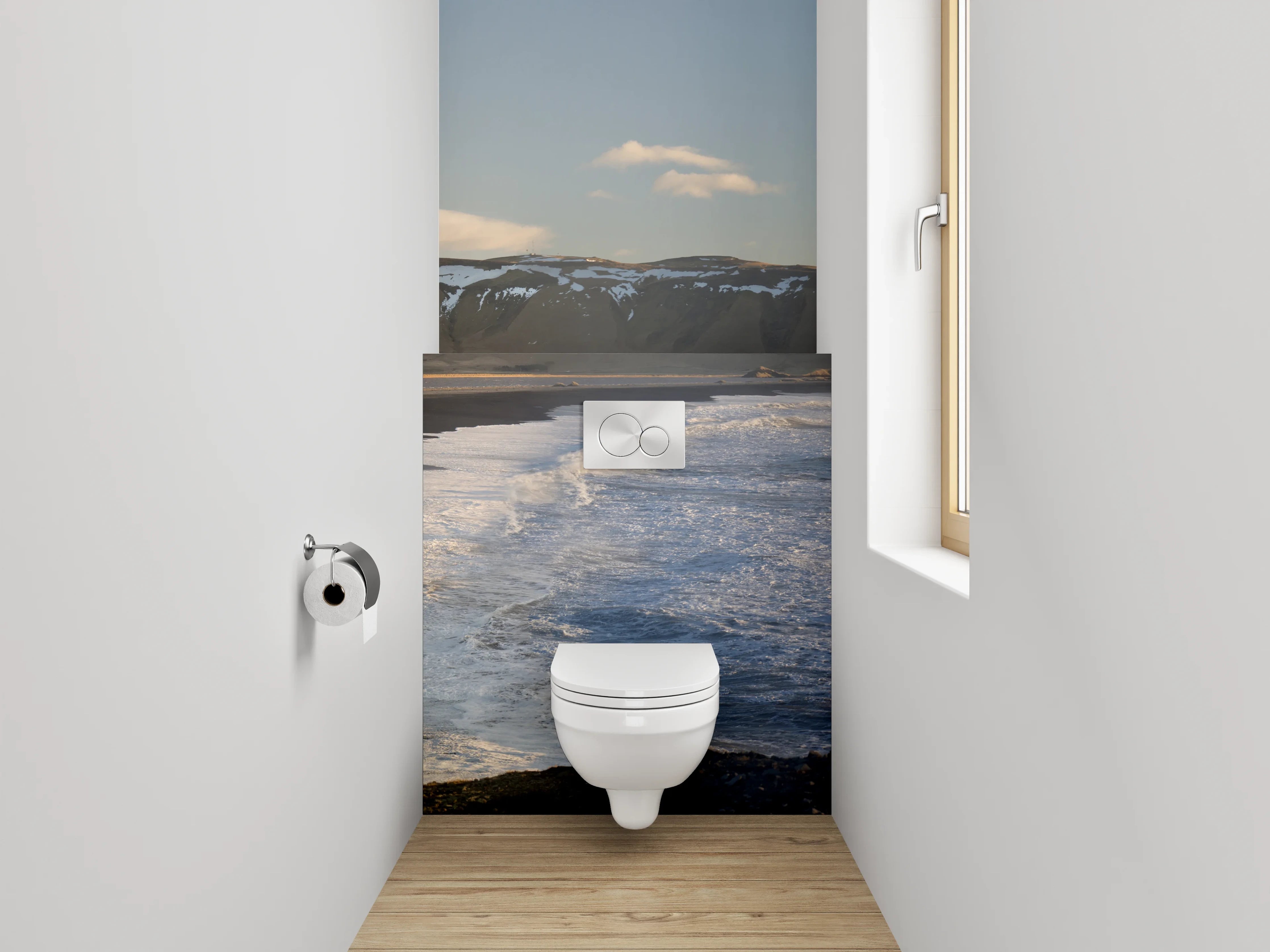WC-Rückwand - Isländische Küstenlandschaft Panorama