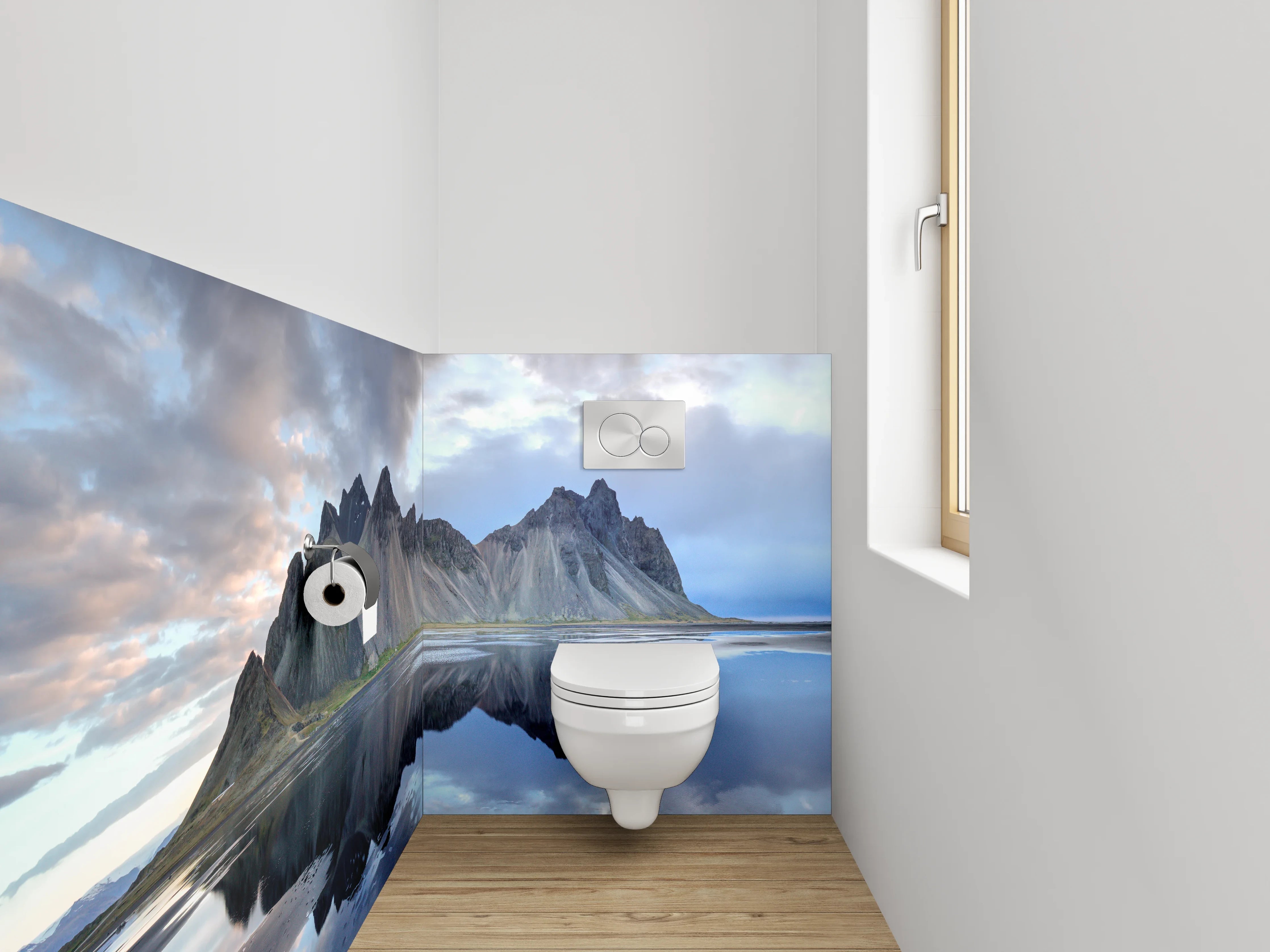 WC-Rückwand - Island Berge Spiegelung Panorama