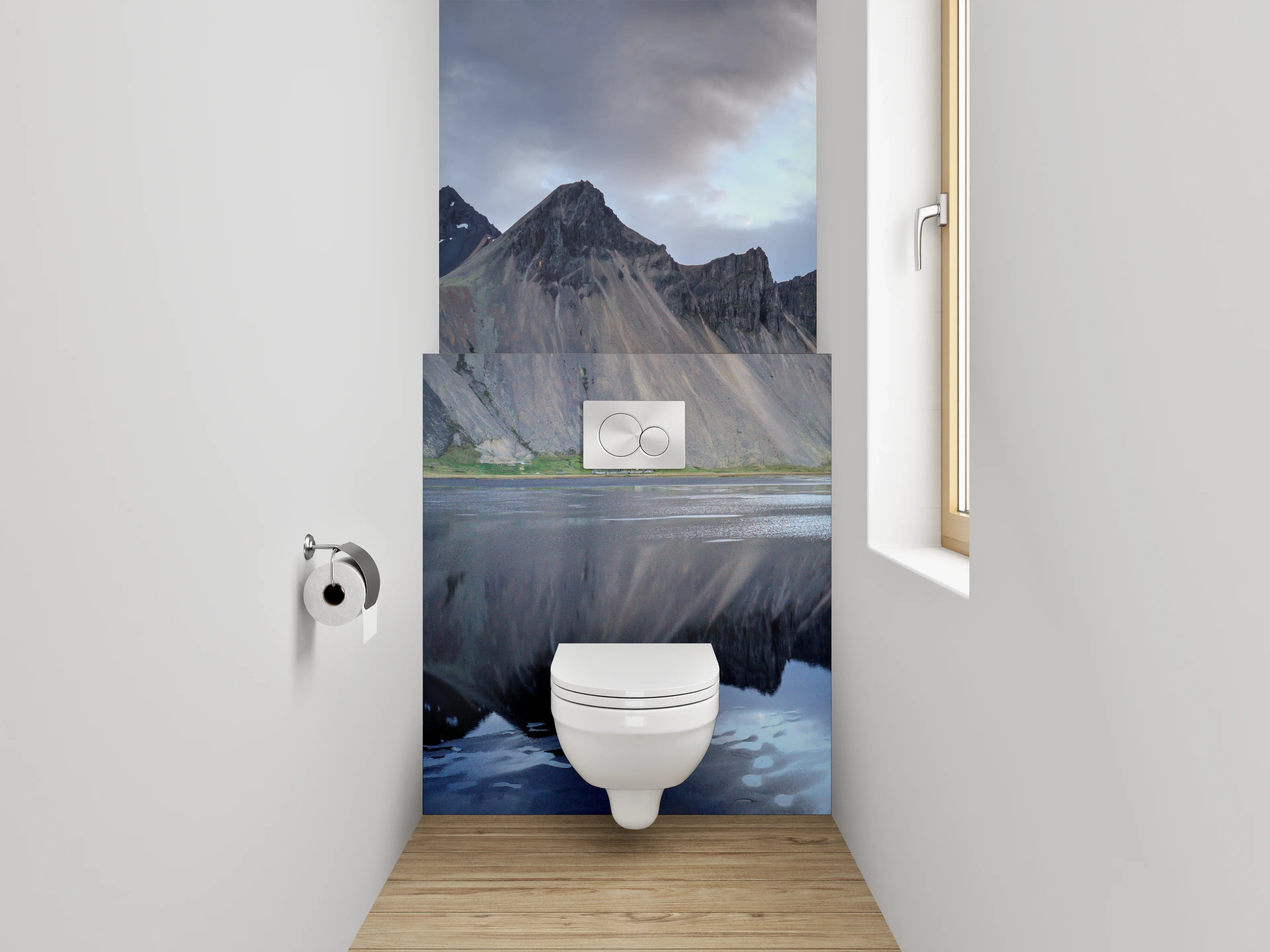 WC-Rückwand - Island Berge Spiegelung Panorama