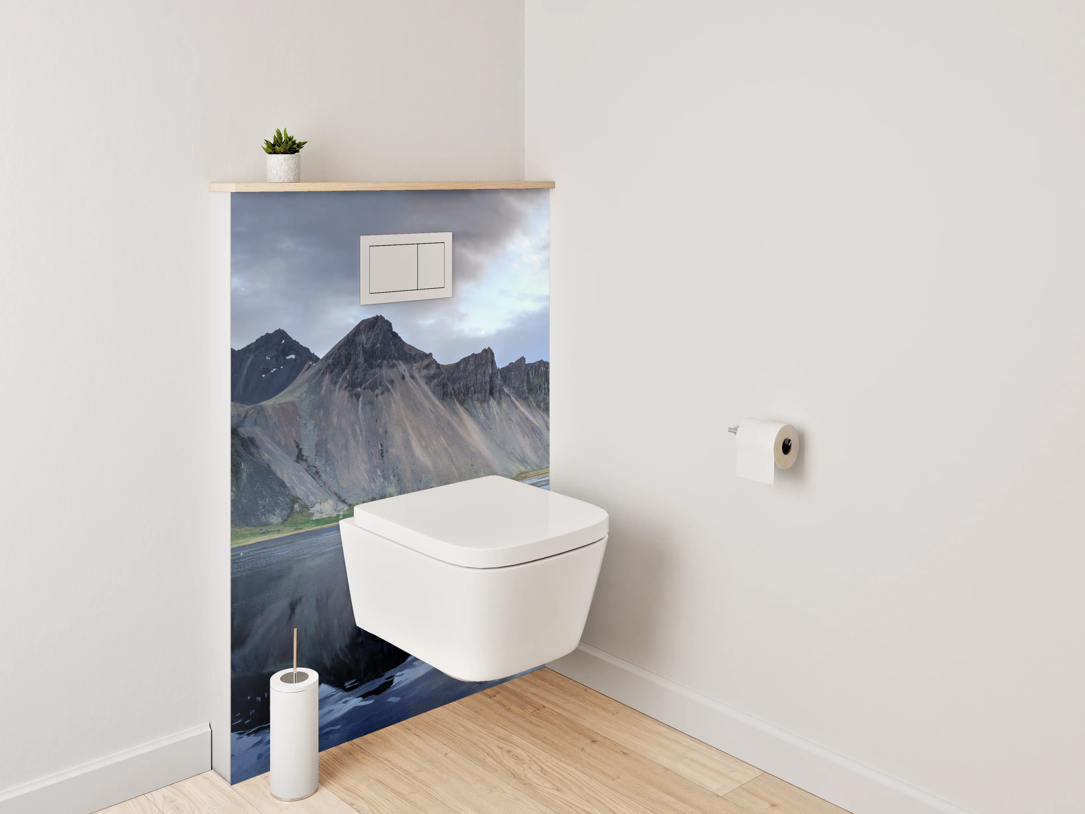 WC-Rückwand - Island Berge Spiegelung Panorama