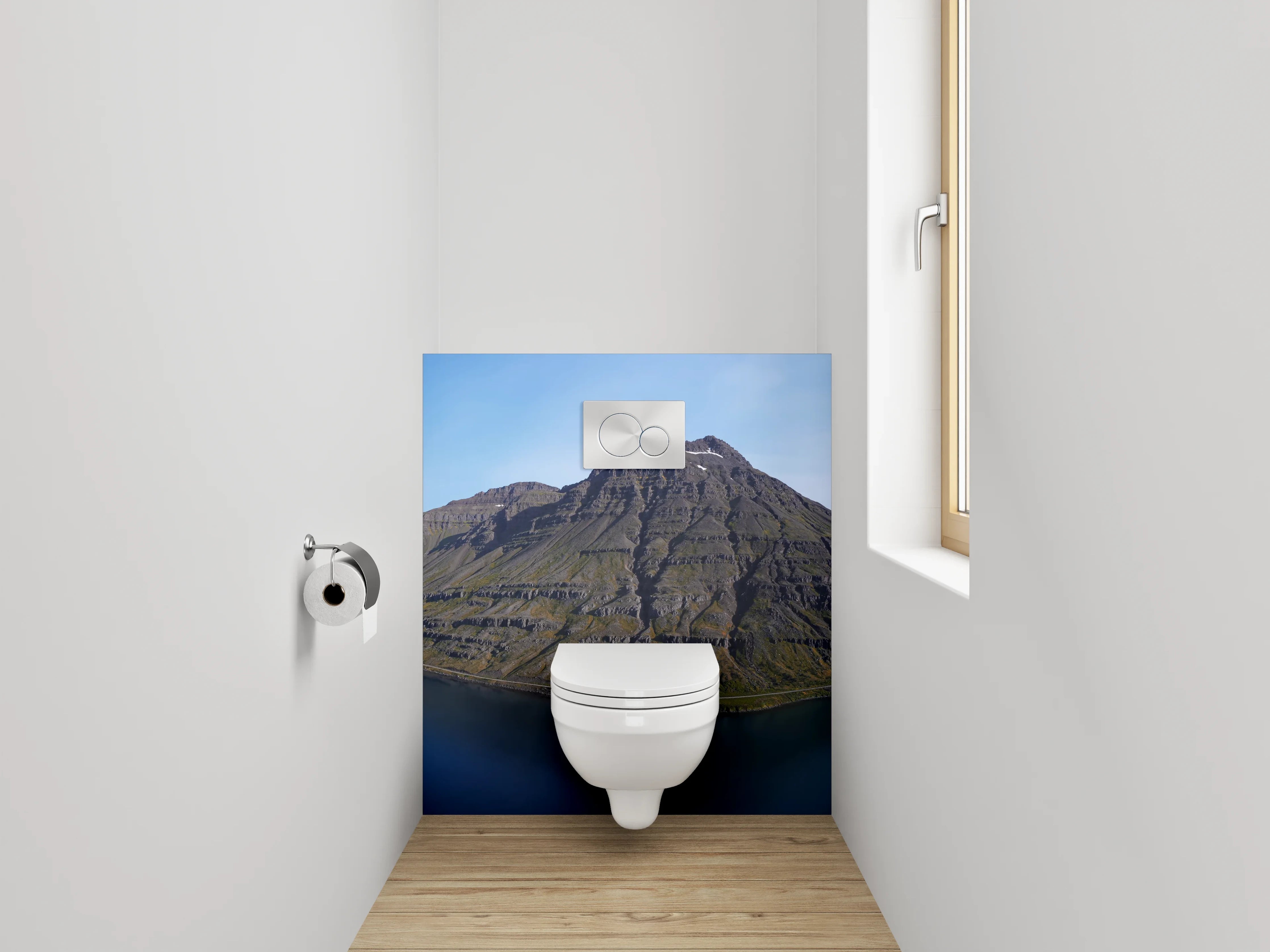 WC-Rückwand - Islandberg am Fjord Panorama