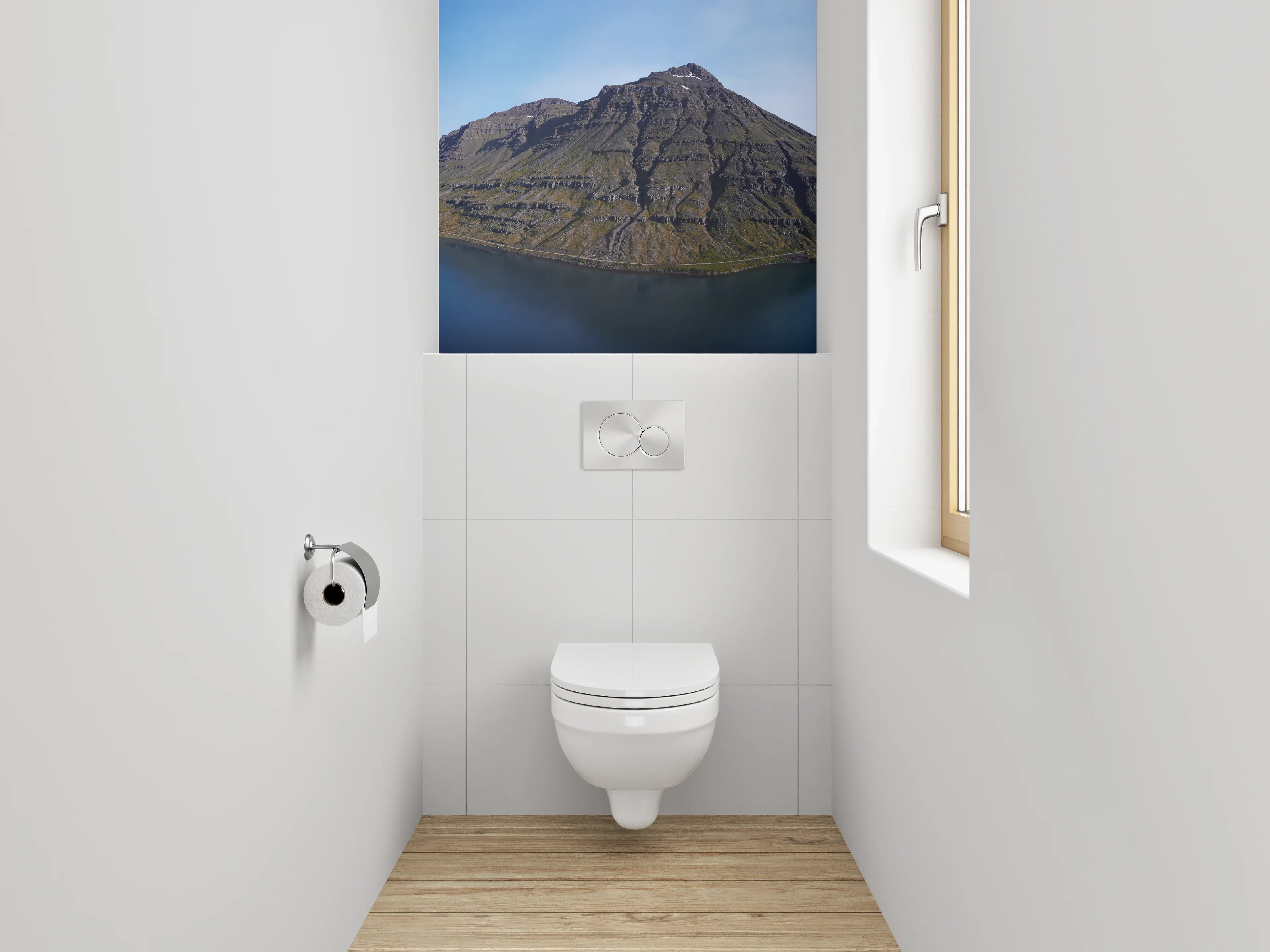 WC-Rückwand - Islandberg am Fjord Panorama