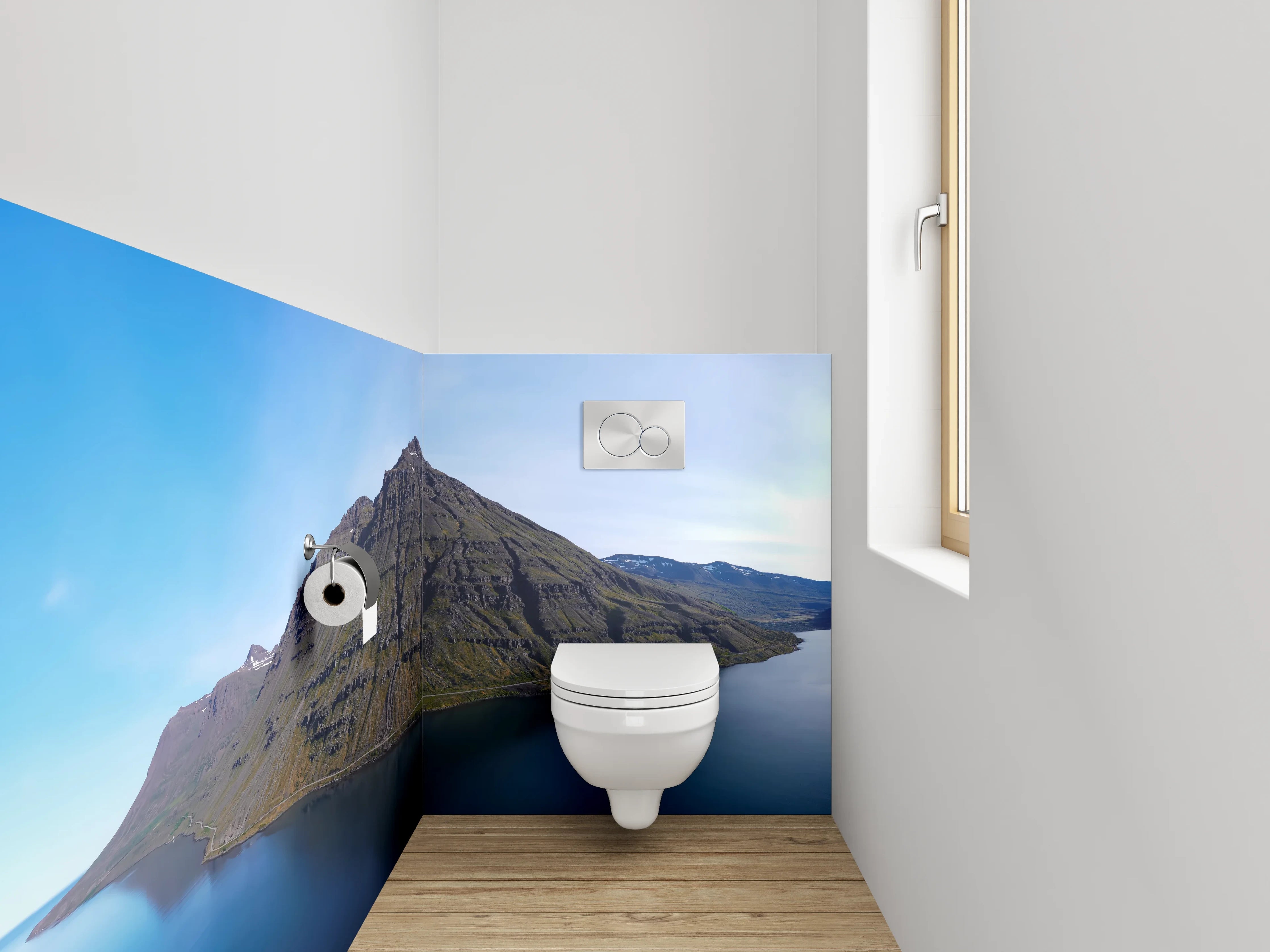 WC-Rückwand - Islandberg am Fjord Panorama