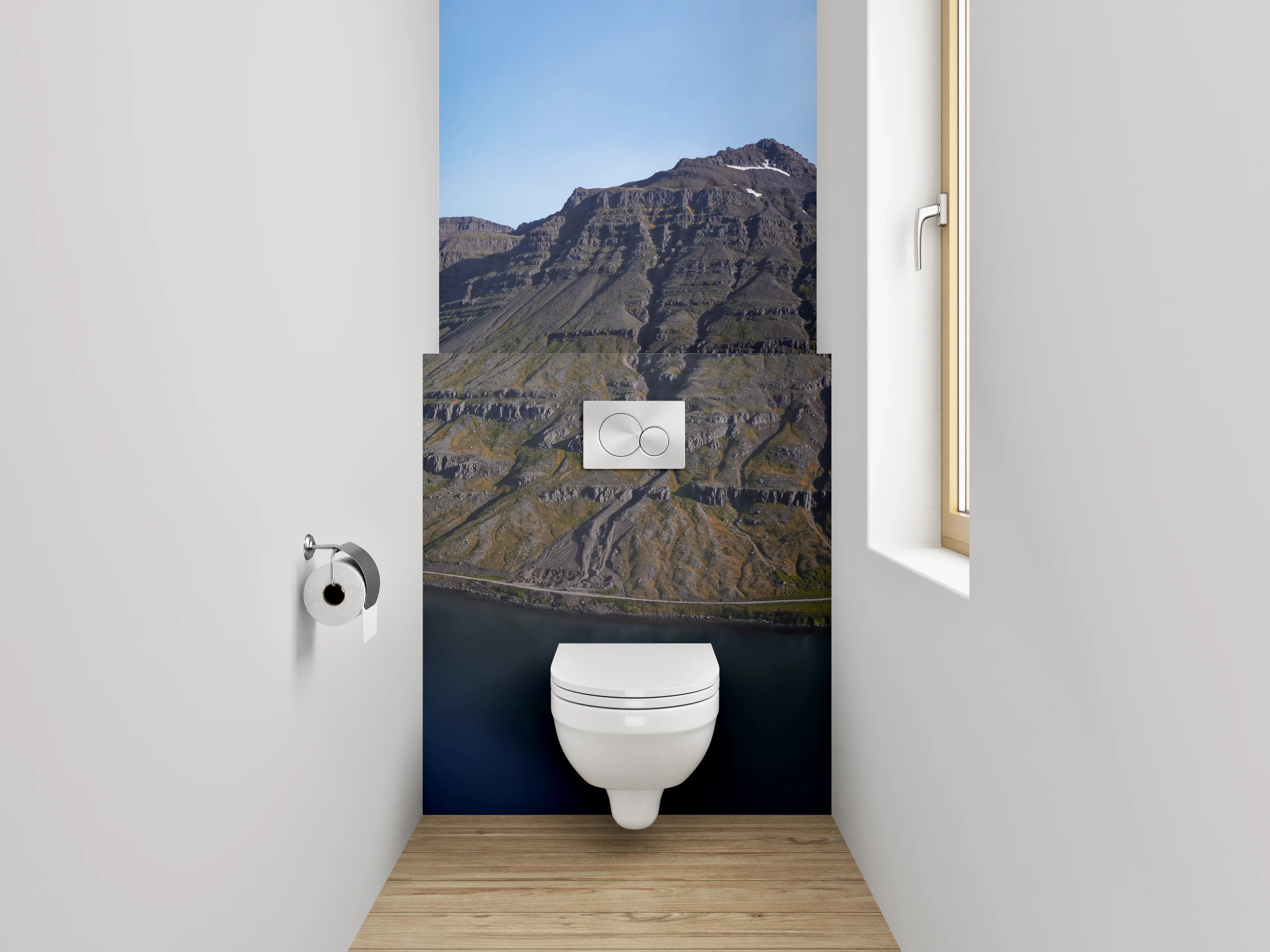 WC-Rückwand - Islandberg am Fjord Panorama