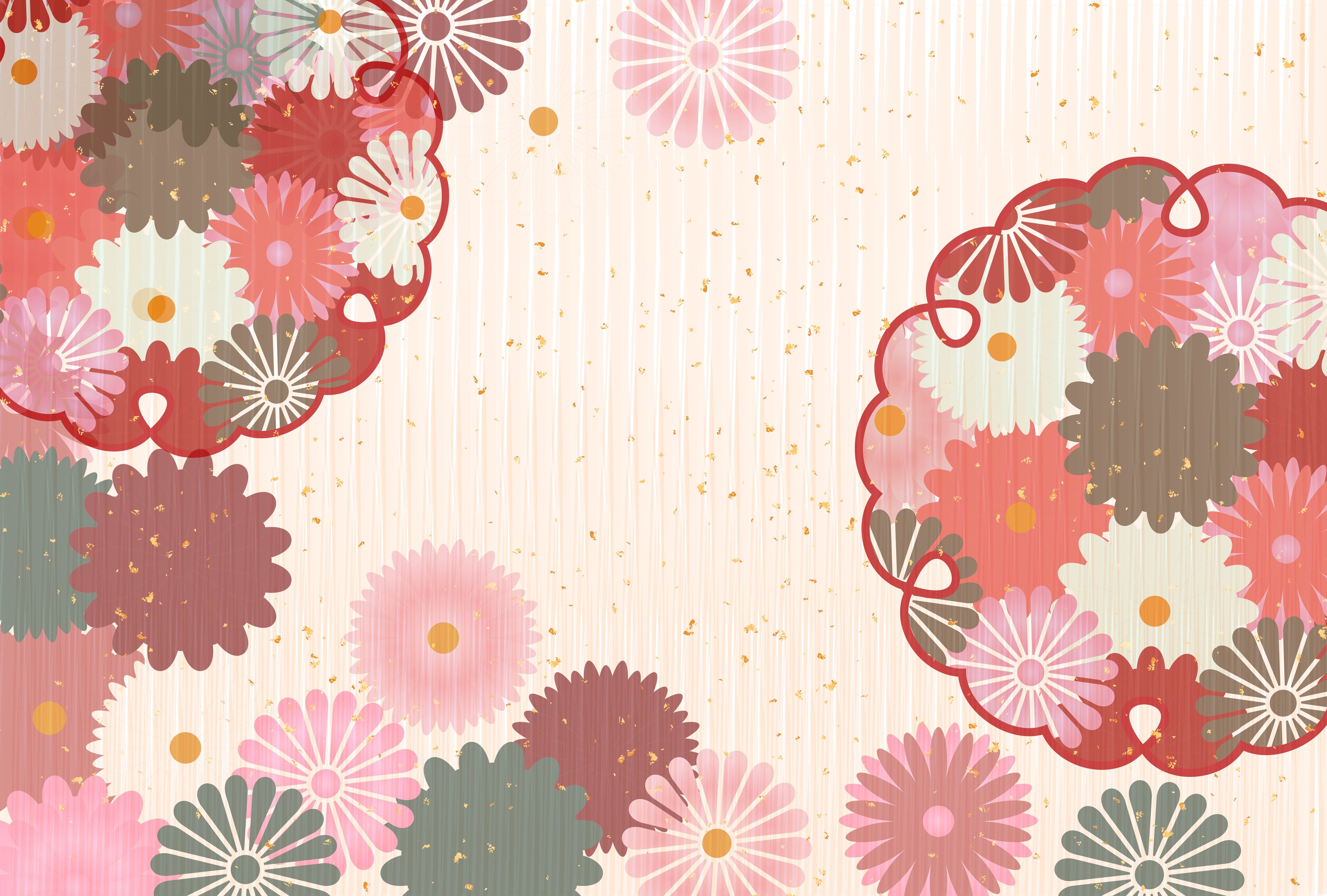 WC-Rückwand-Japanische Blüten Vintage Grafik