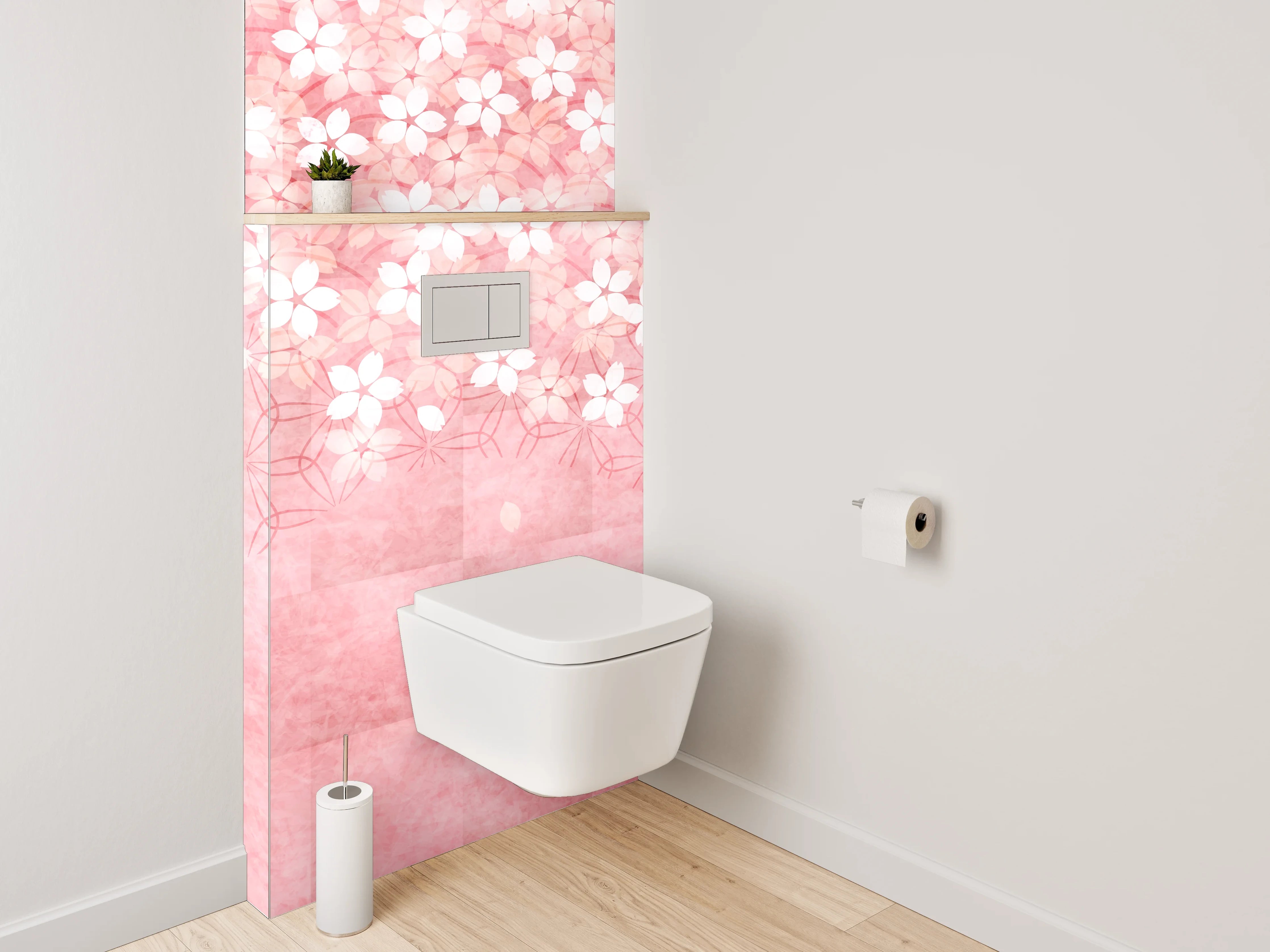 WC-Rückwand - Japanische Kirschblütenmuster Rosa Gold