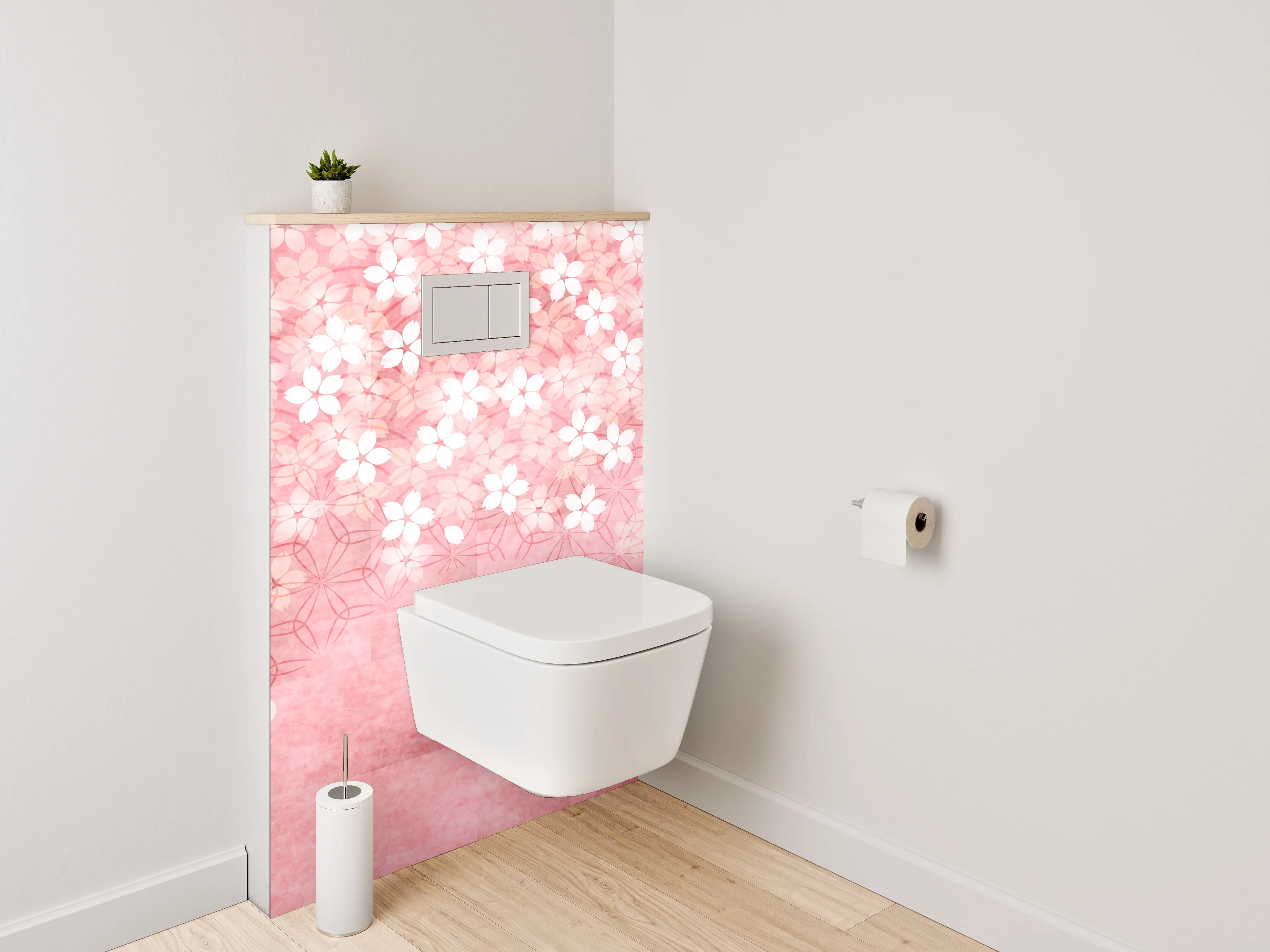 WC-Rückwand - Japanische Kirschblütenmuster Rosa Gold