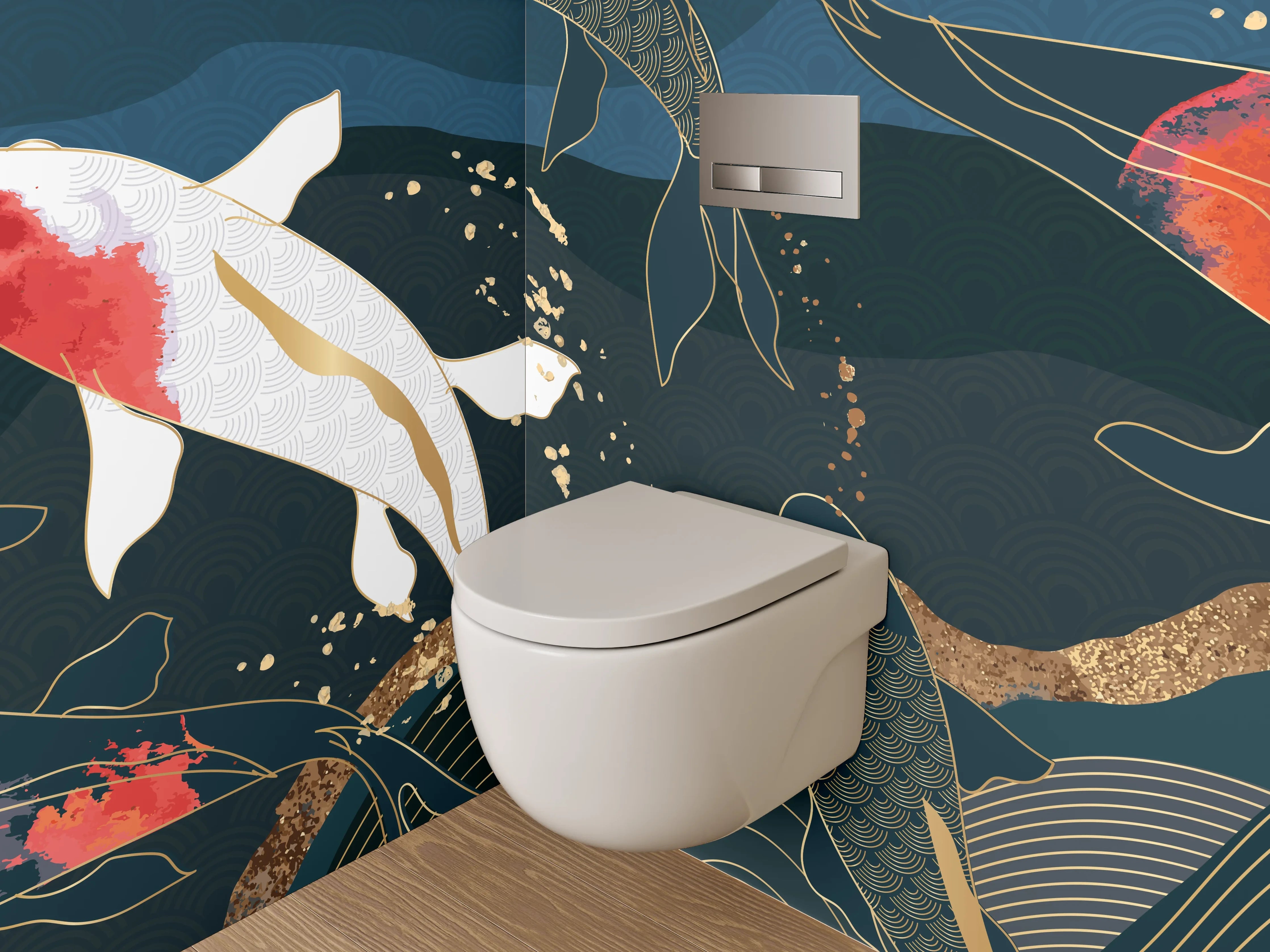 WC-Rückwand - Japanische Koi Kunst Poster
