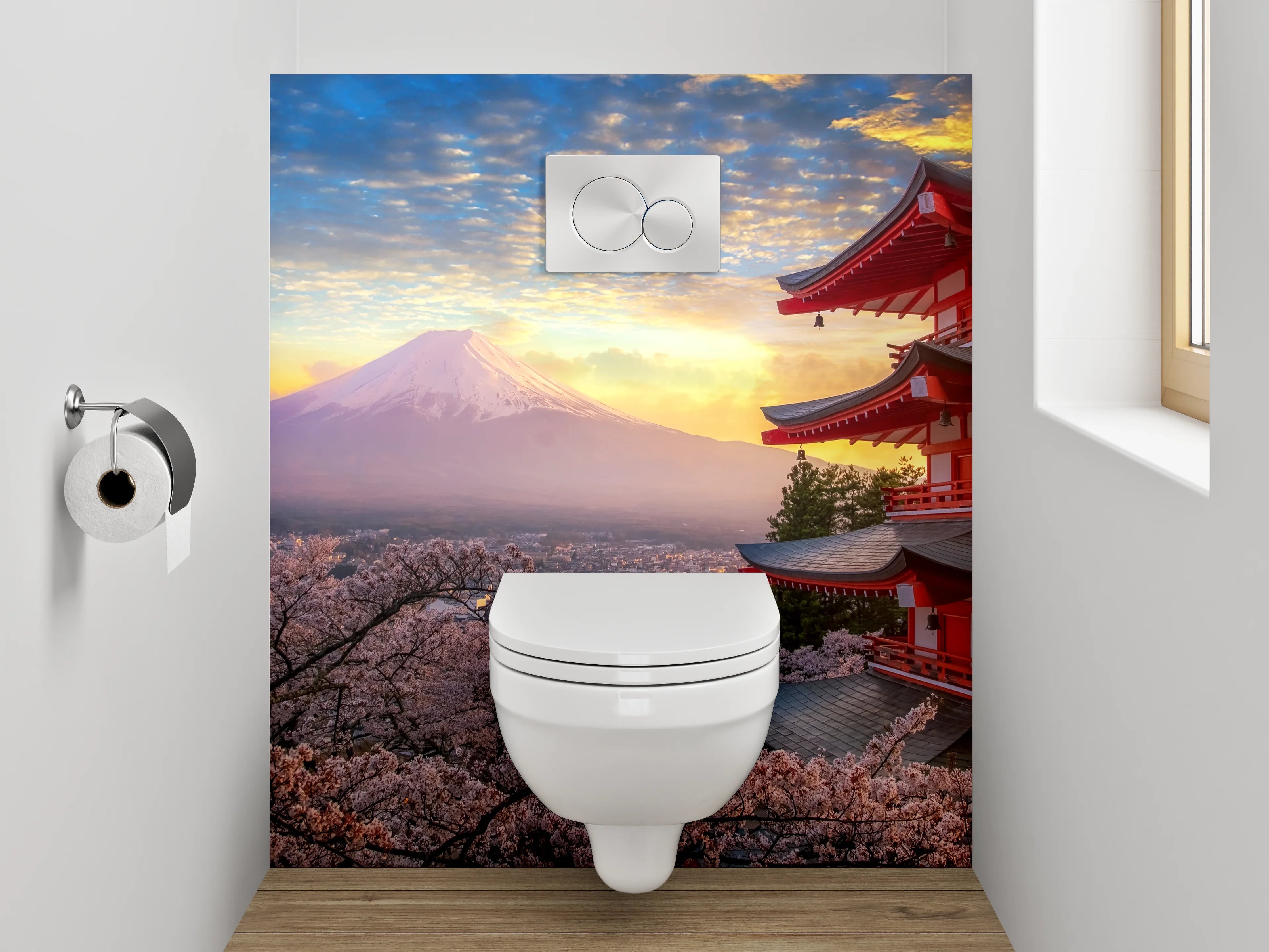 WC-Rückwand - Japanische Pagode am Fuji