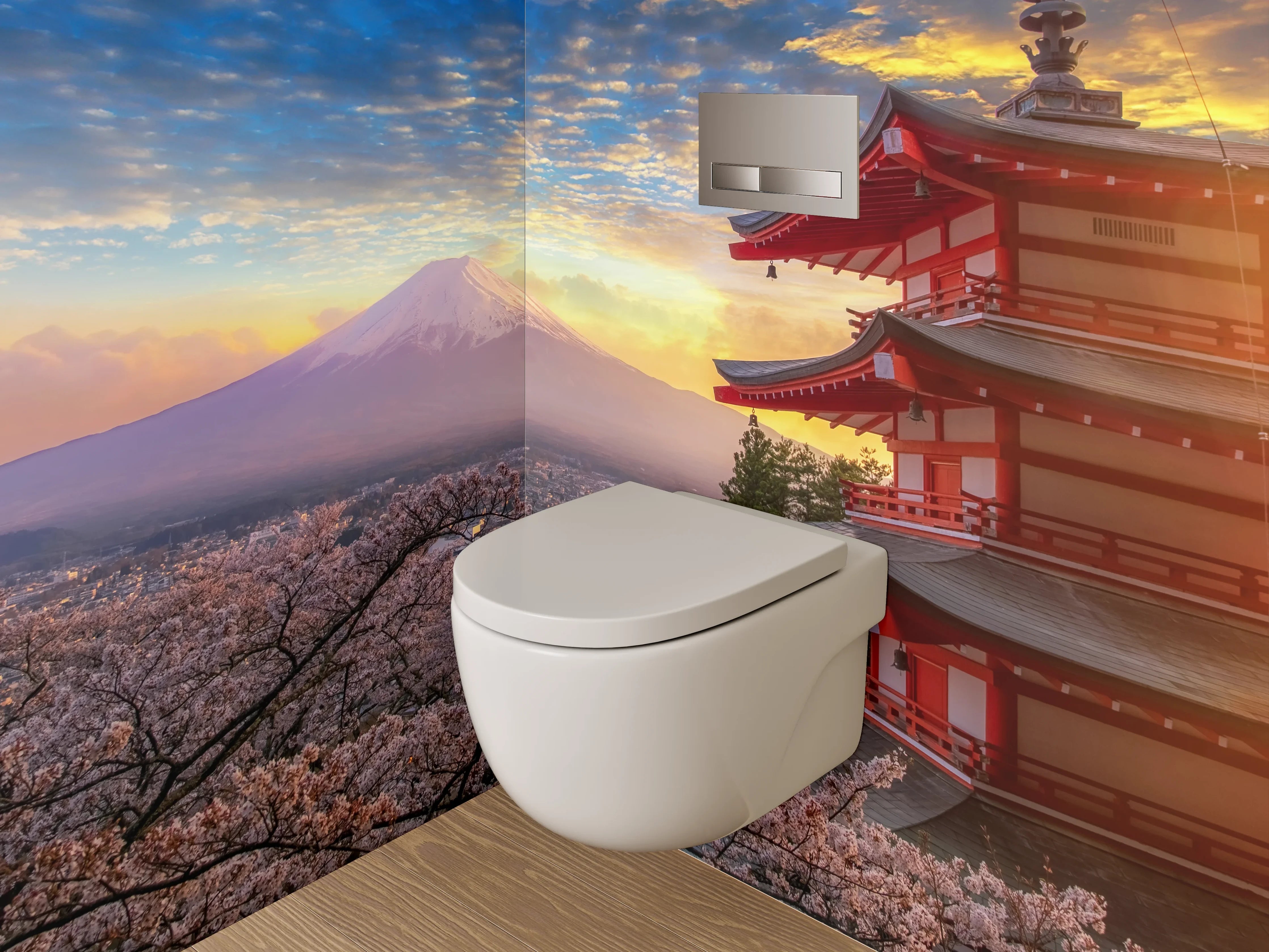 WC-Rückwand - Japanische Pagode am Fuji