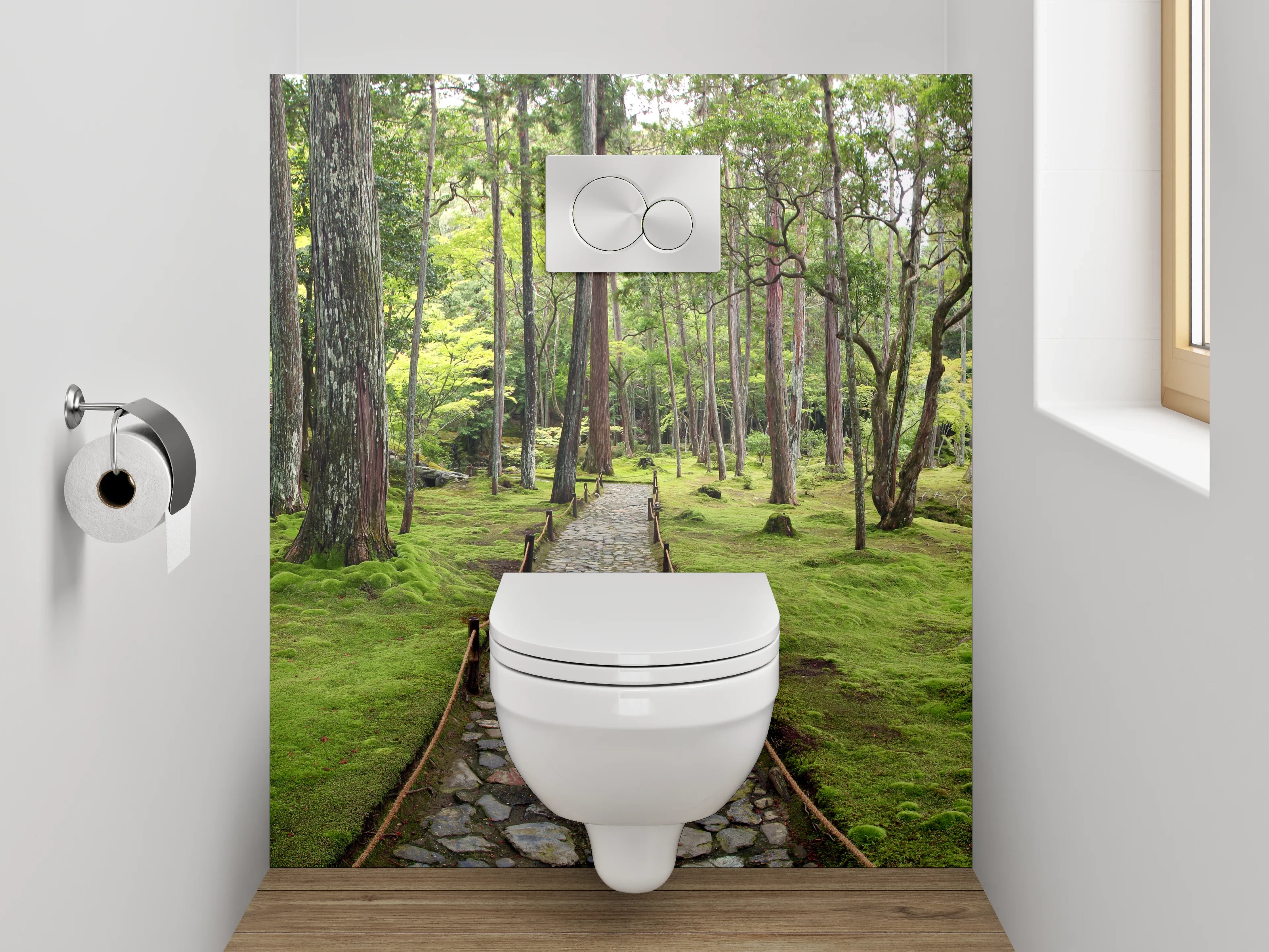 WC-Rückwand - Japanischer Zen-Garten Waldweg Panorama