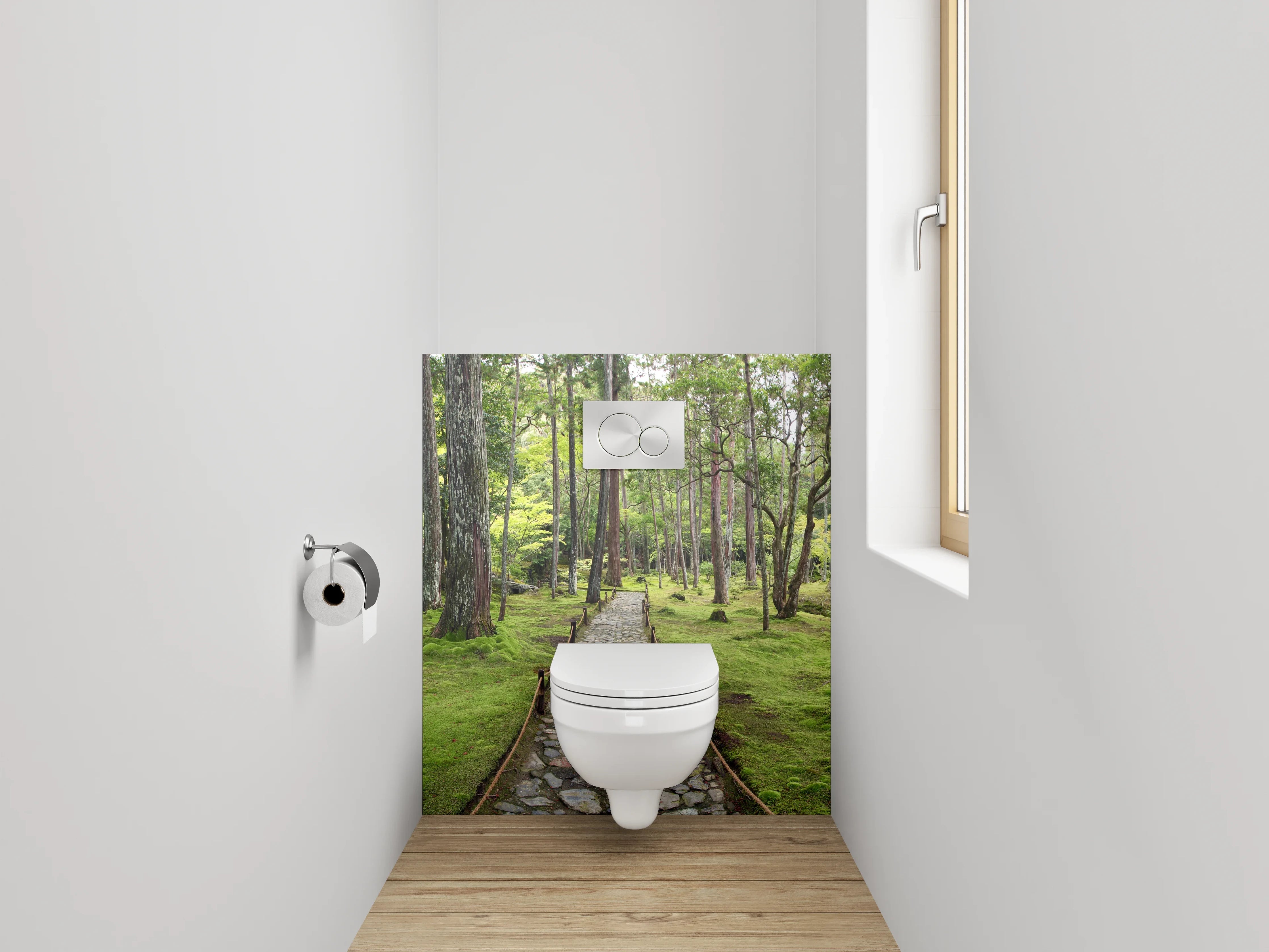 WC-Rückwand - Japanischer Zen-Garten Waldweg Panorama