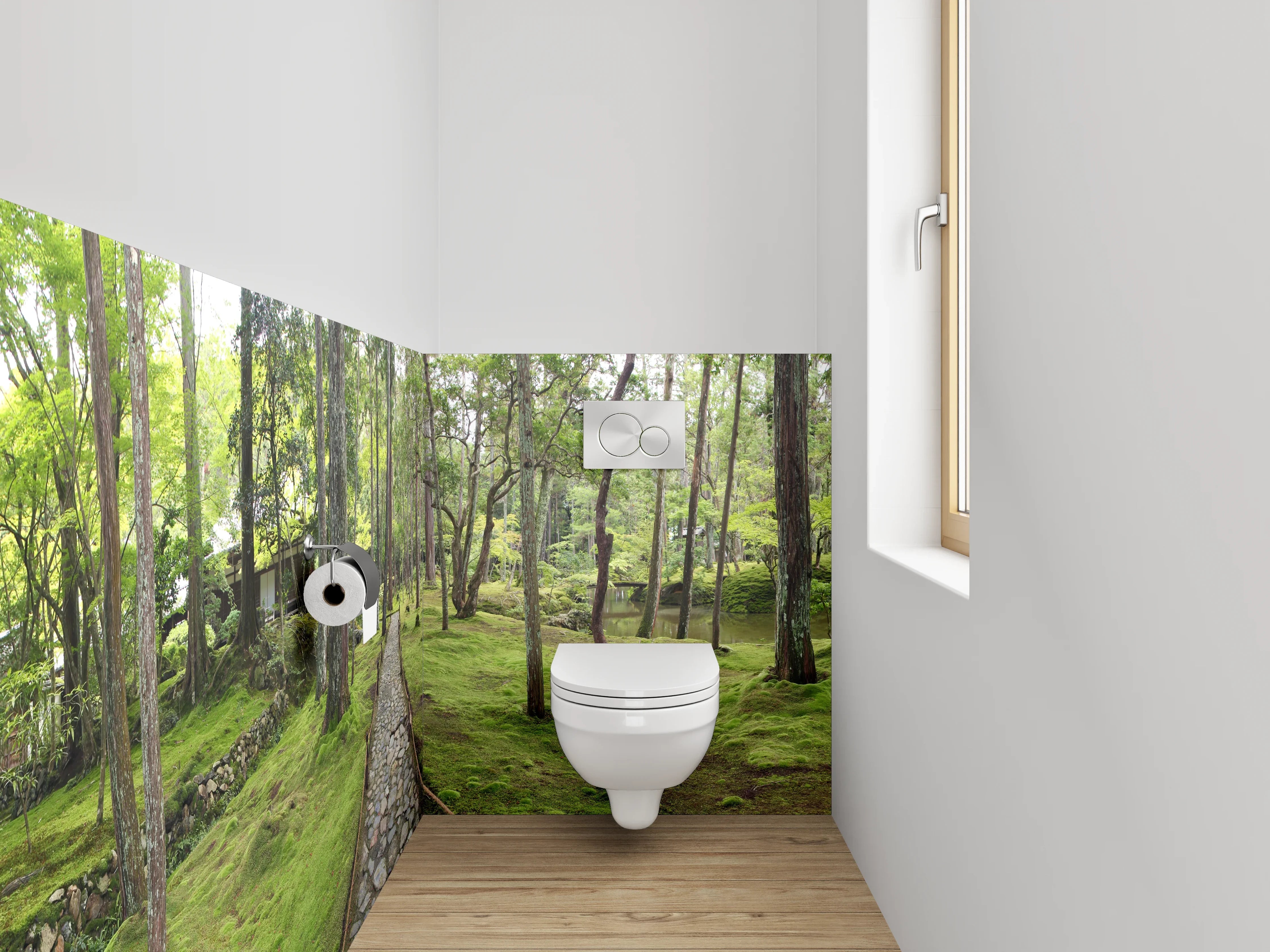 WC-Rückwand - Japanischer Zen-Garten Waldweg Panorama